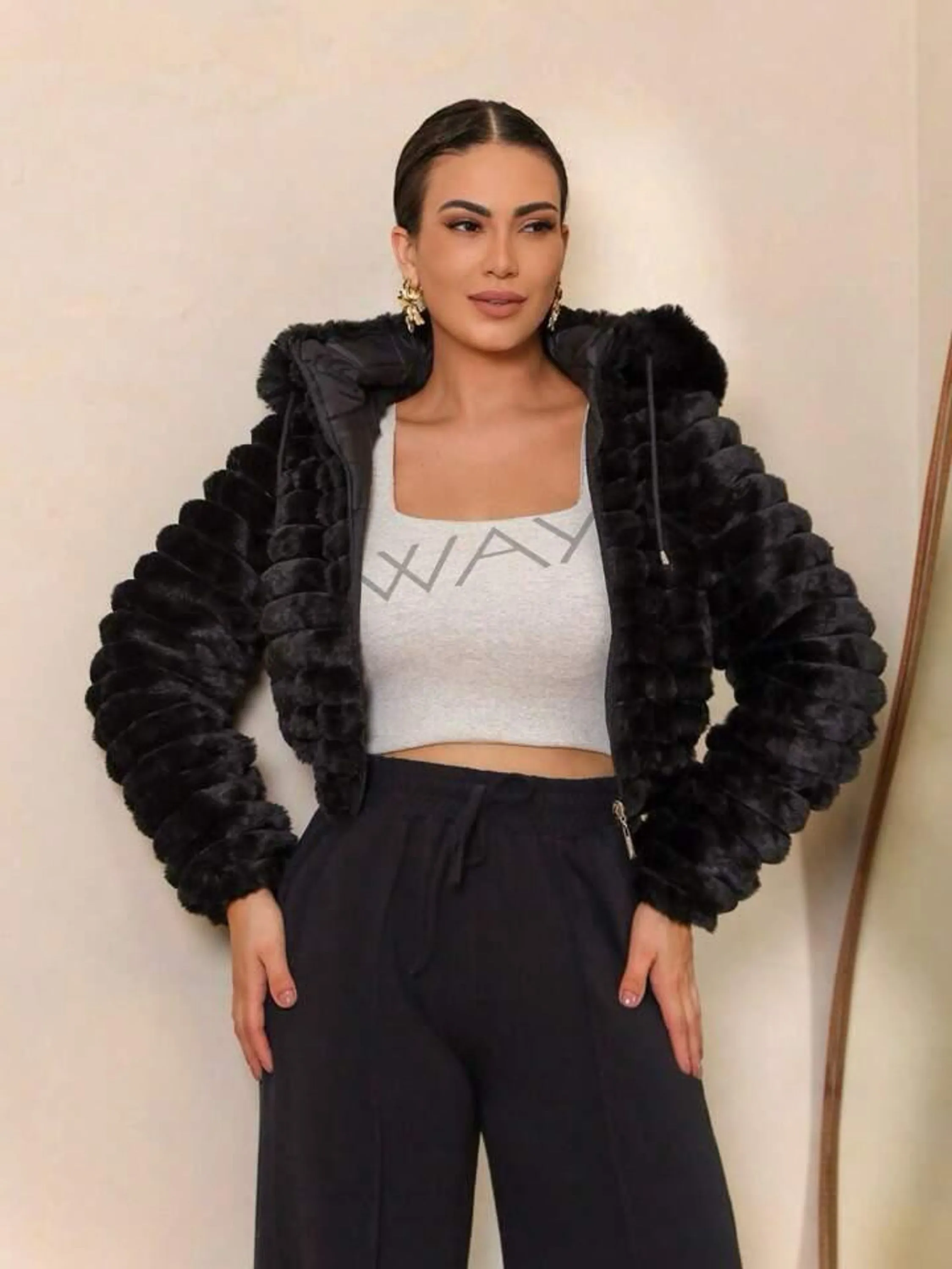 Jaqueta feminina Puffer dupla face