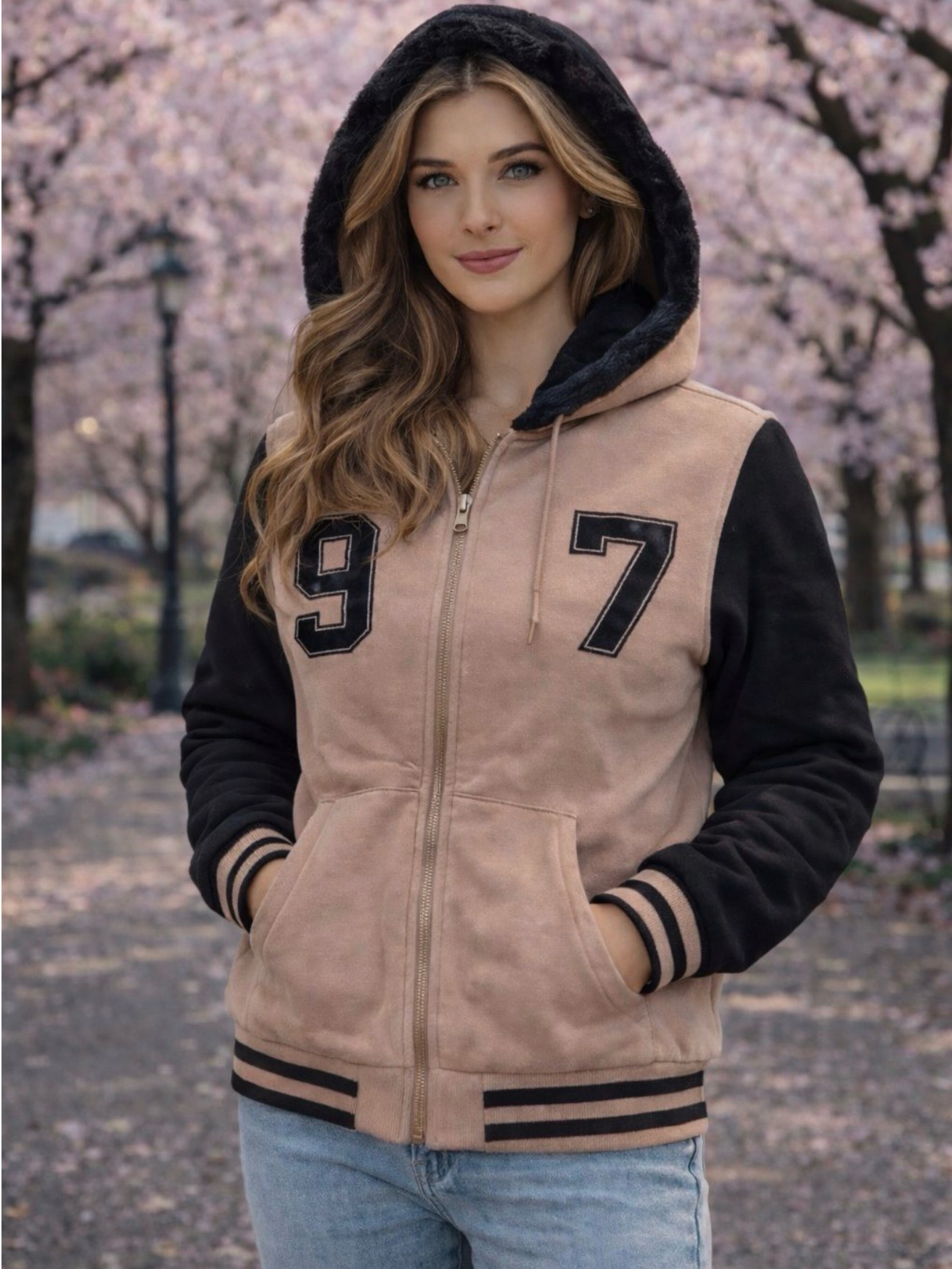 Jaqueta moletom dupla face feminina