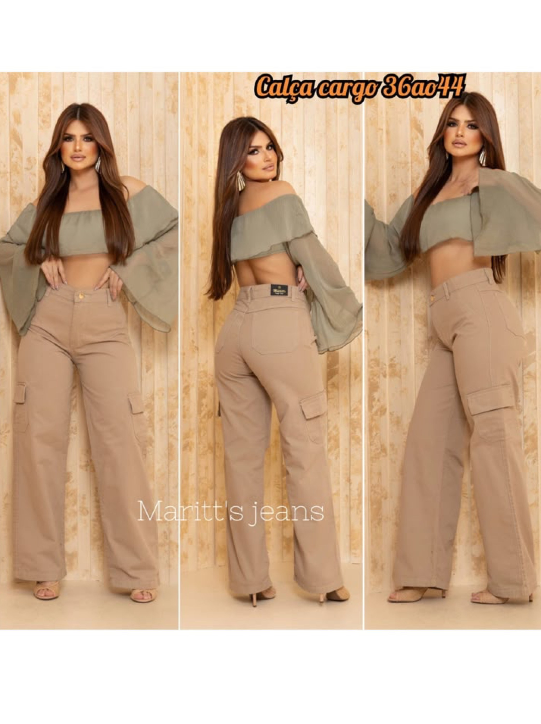 Calça Wide Leg Cargo