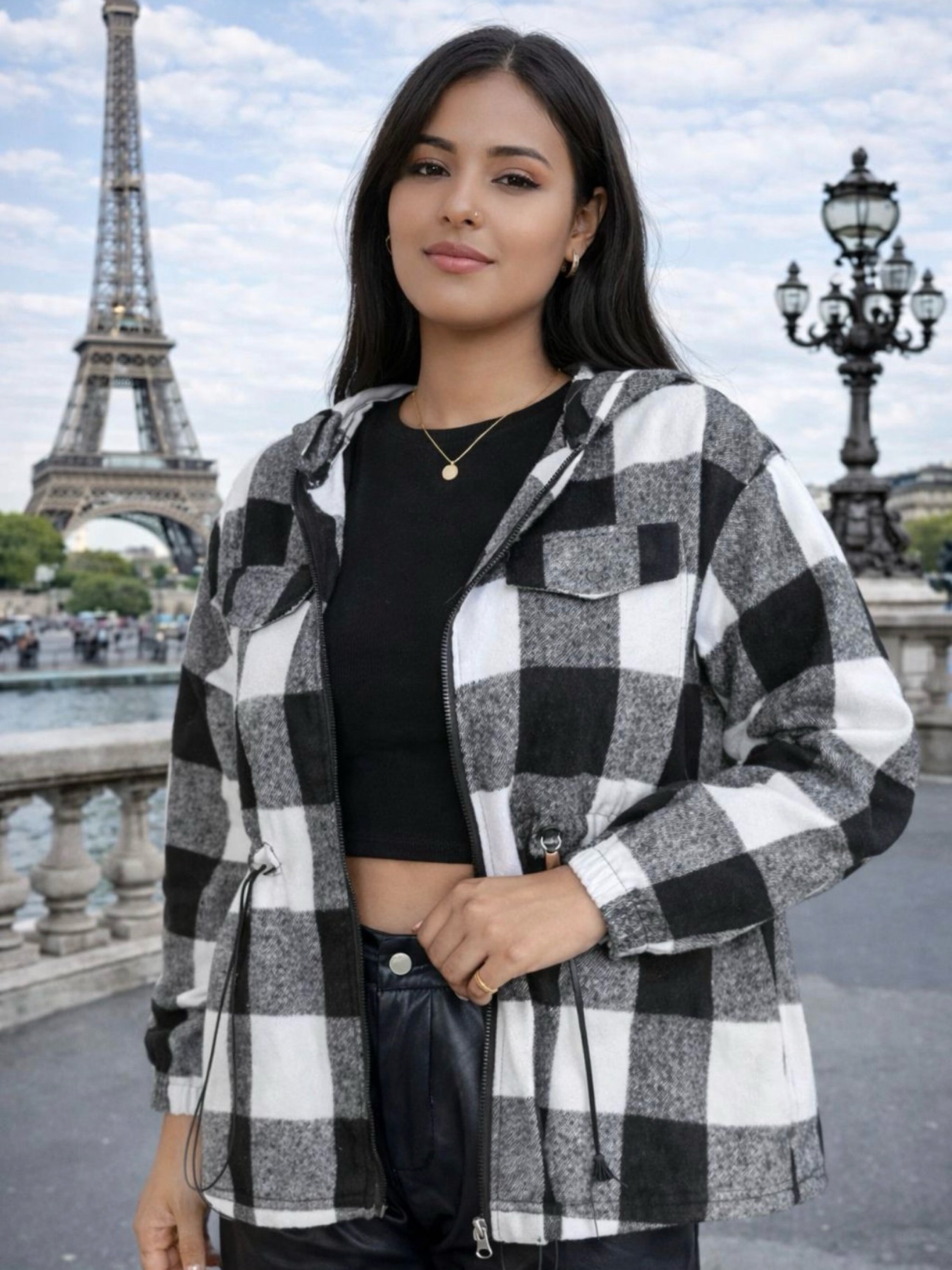 Jaqueta xadrez feminina