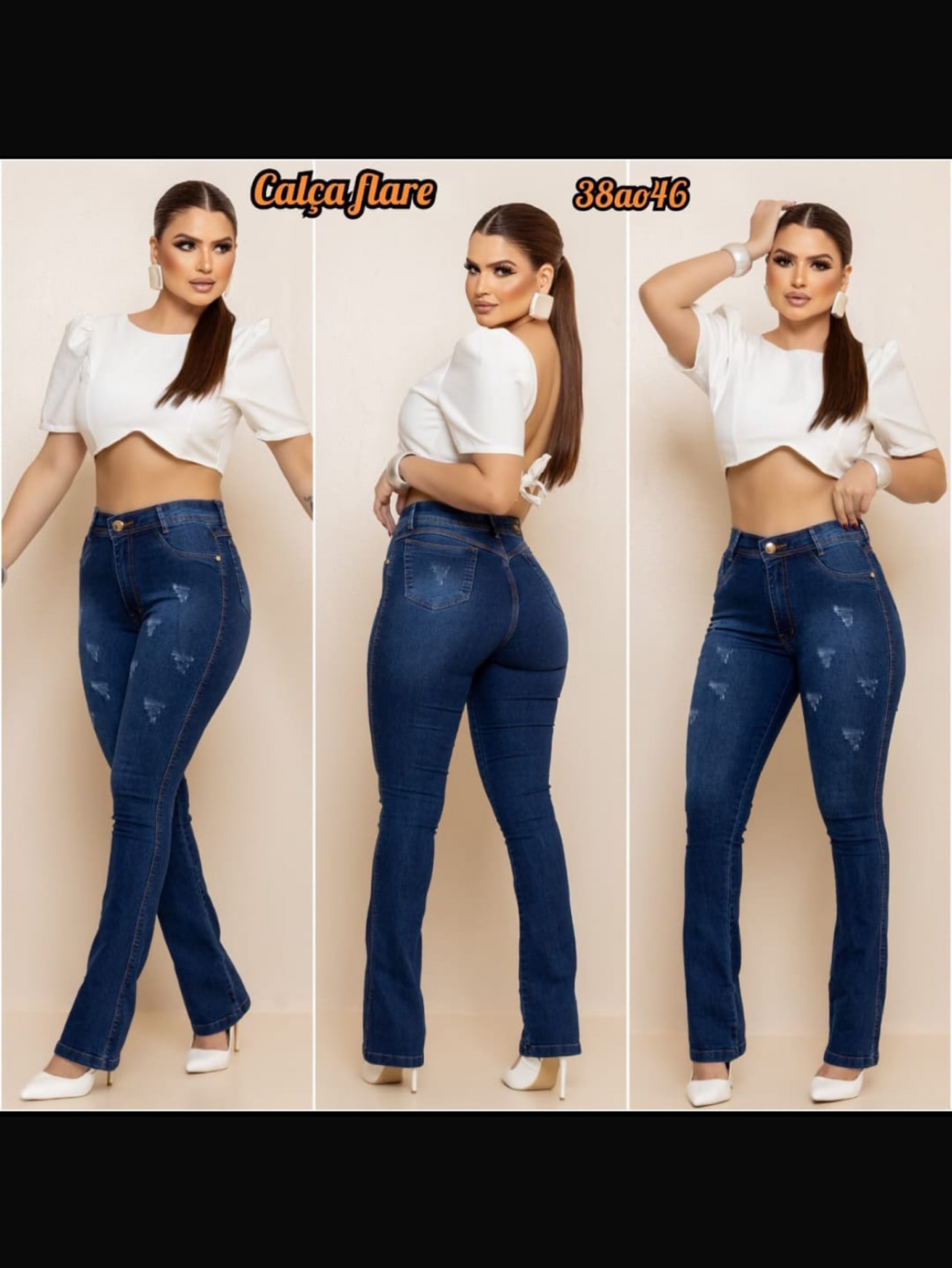 Calça Flare com puídos