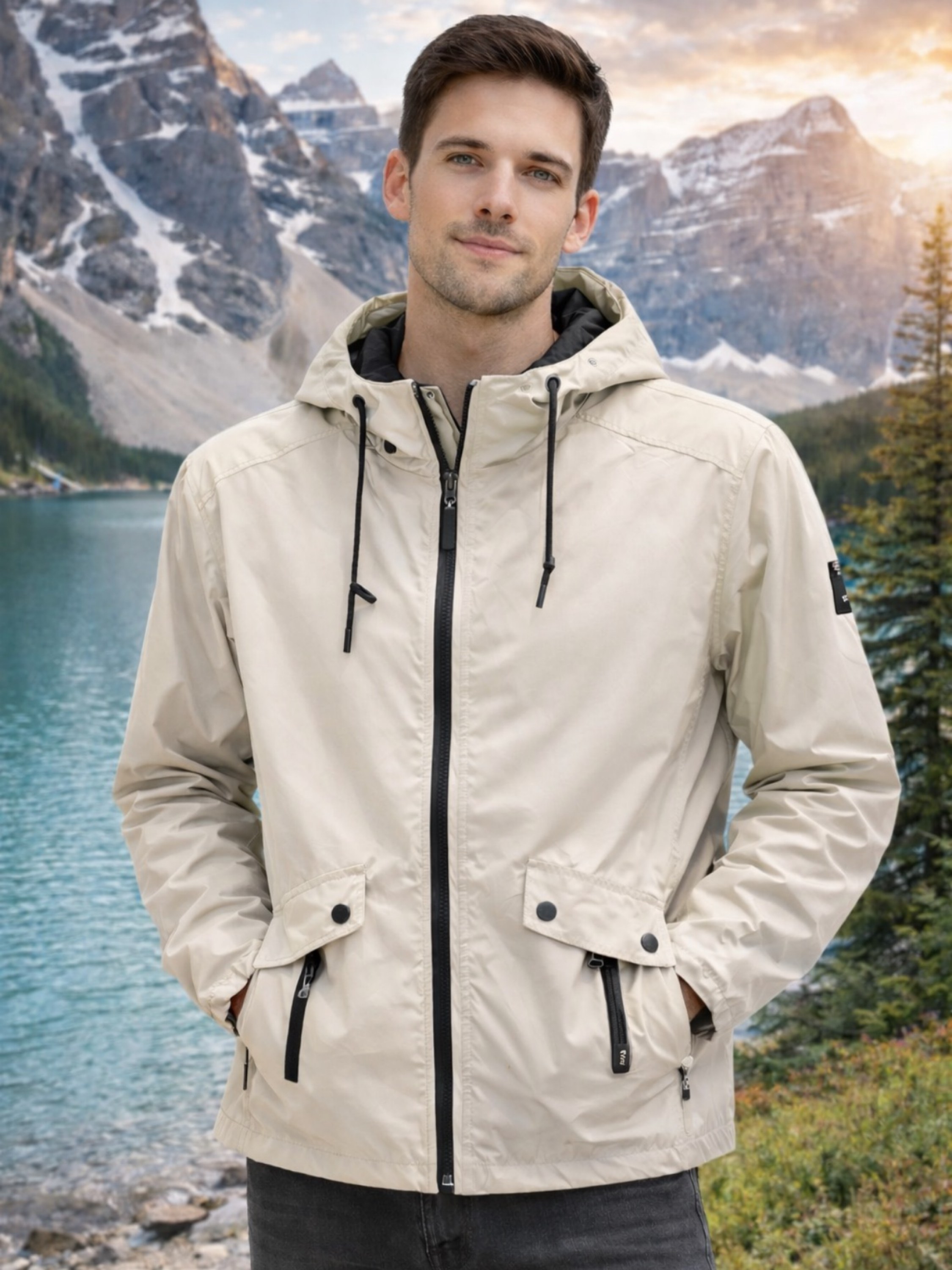 Jaqueta corta vento forrada masculina