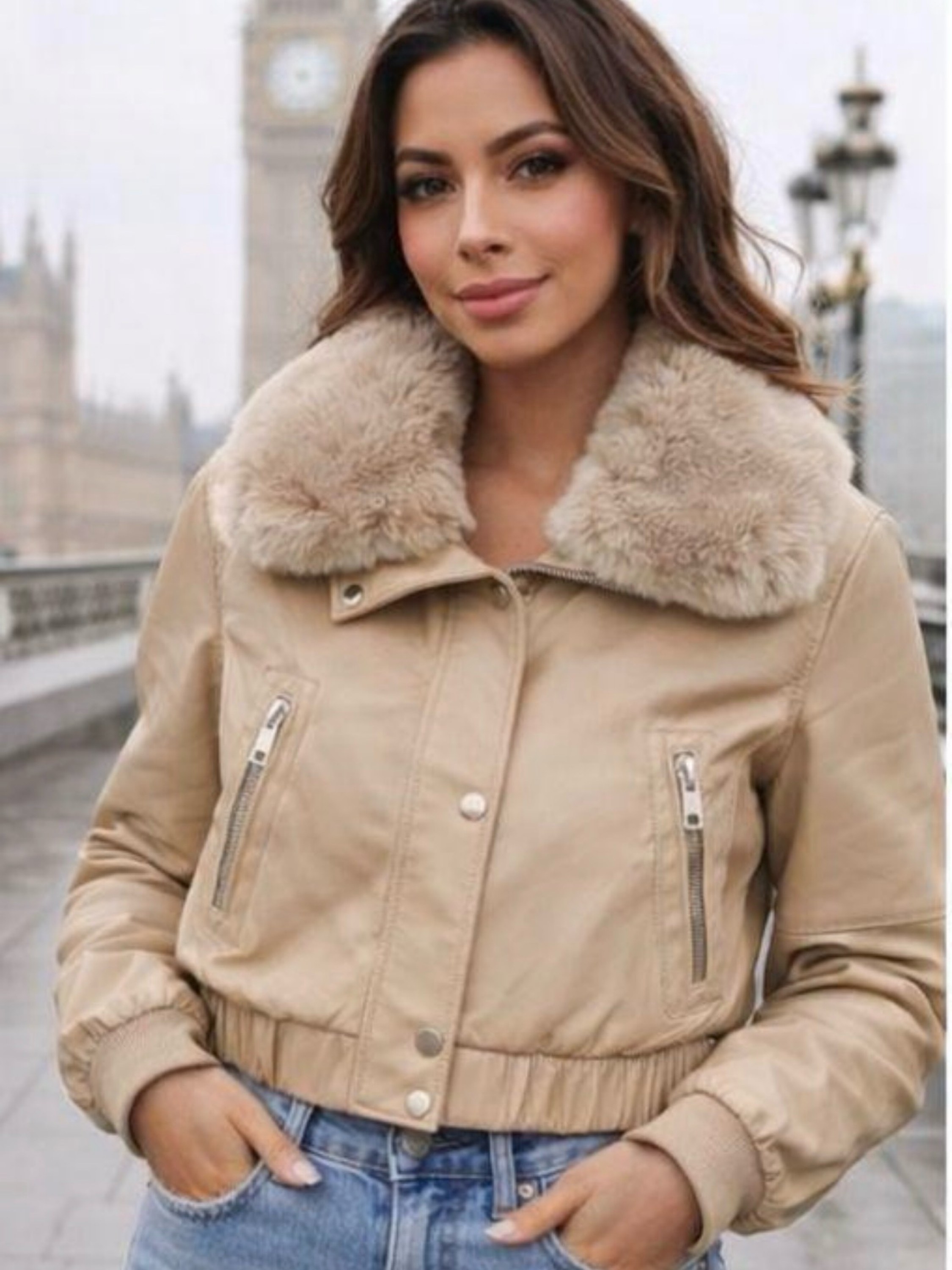 Jaqueta puffer couro forrada feminina