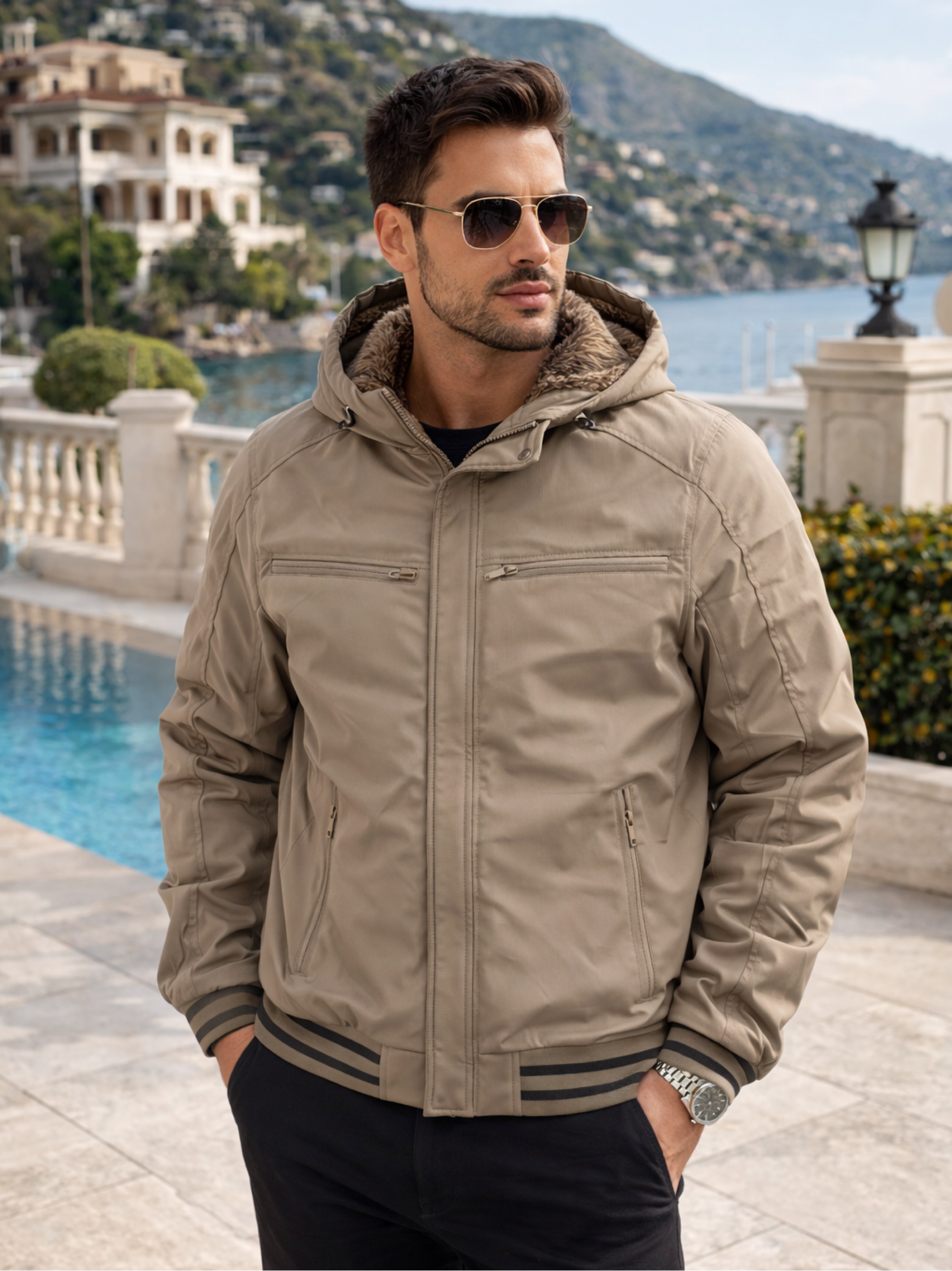 Jaqueta nylon forrada masculino