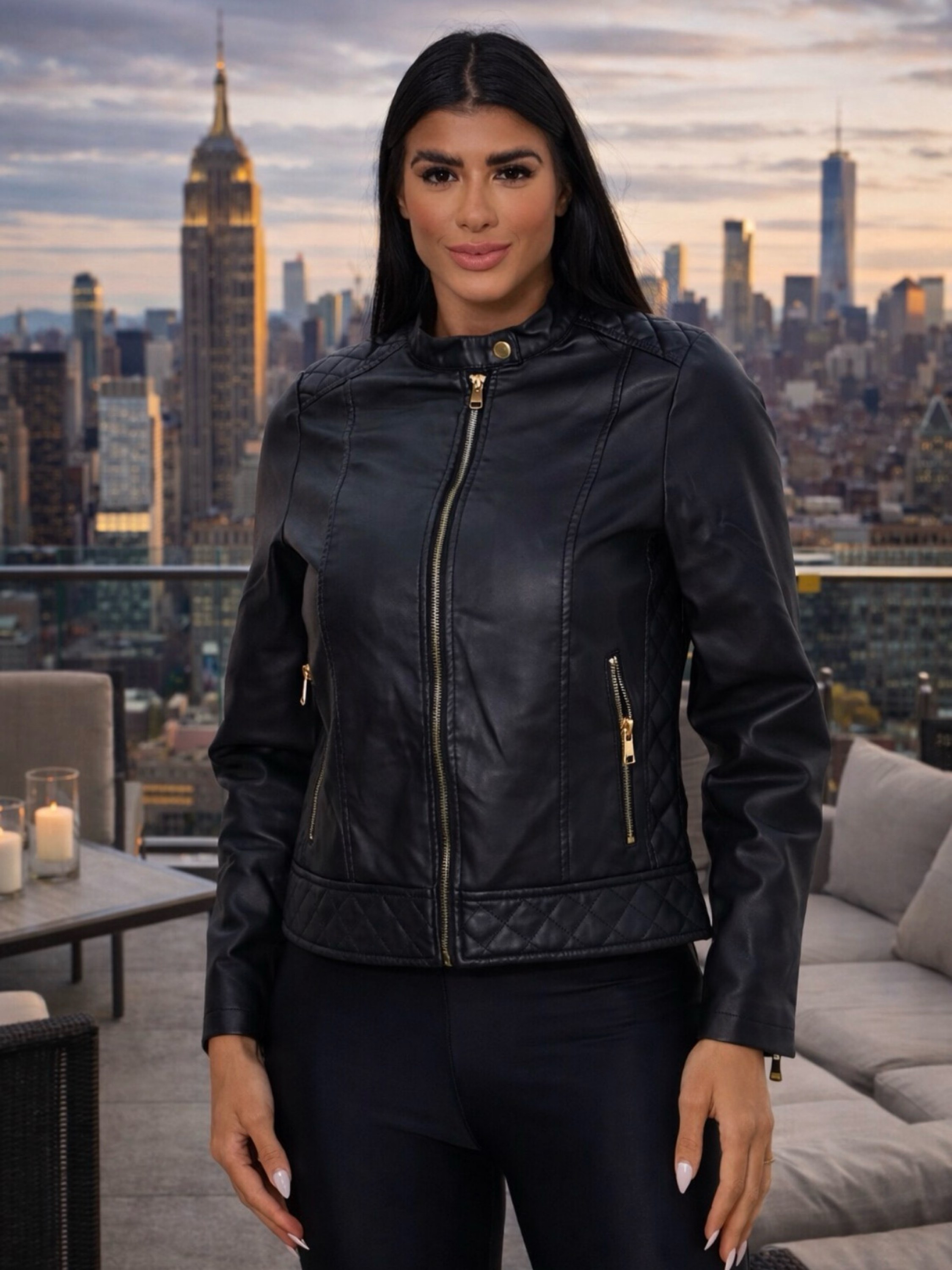 Jaqueta de couro feminina