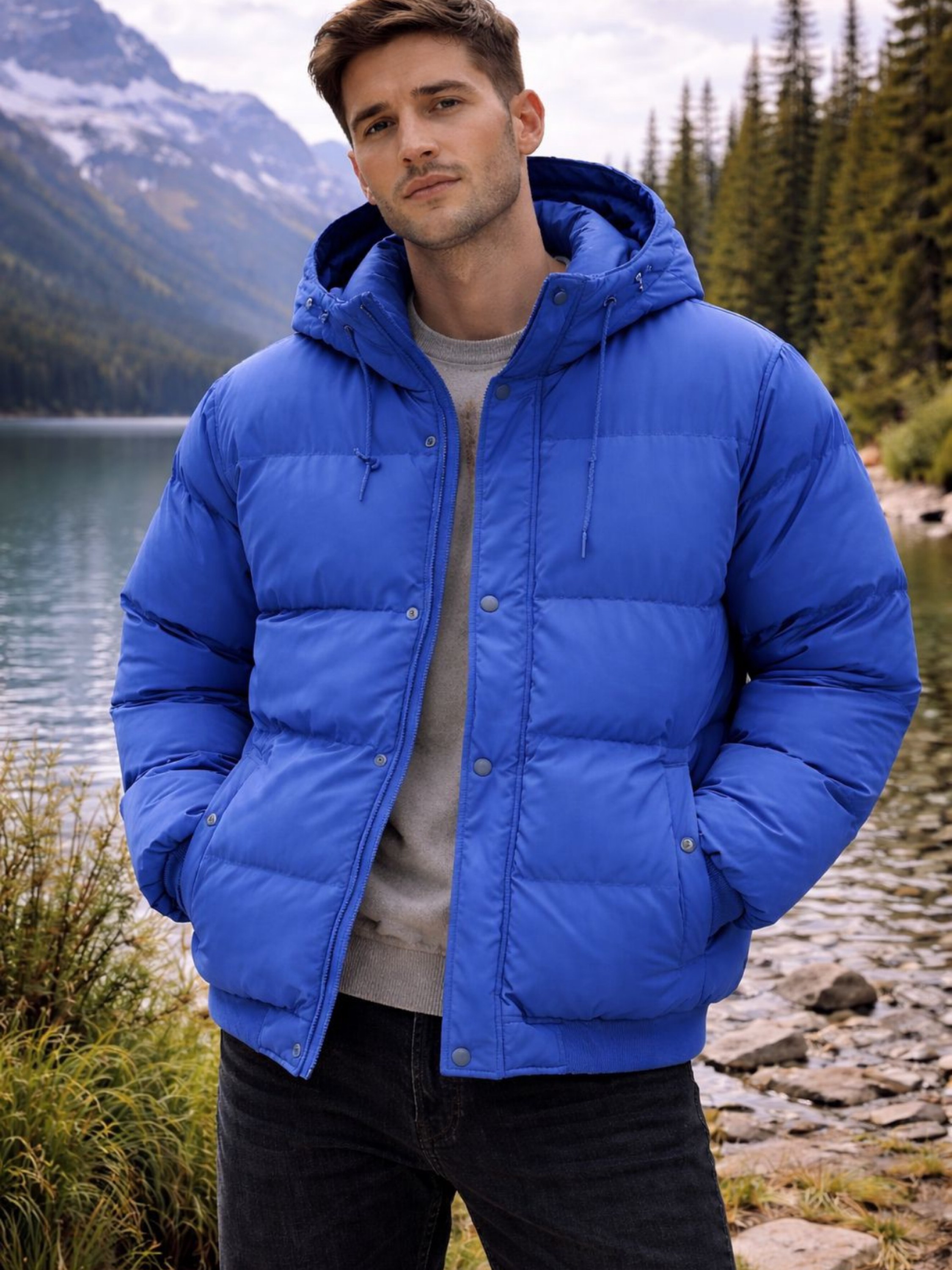 Jaqueta nylon forrada masculina