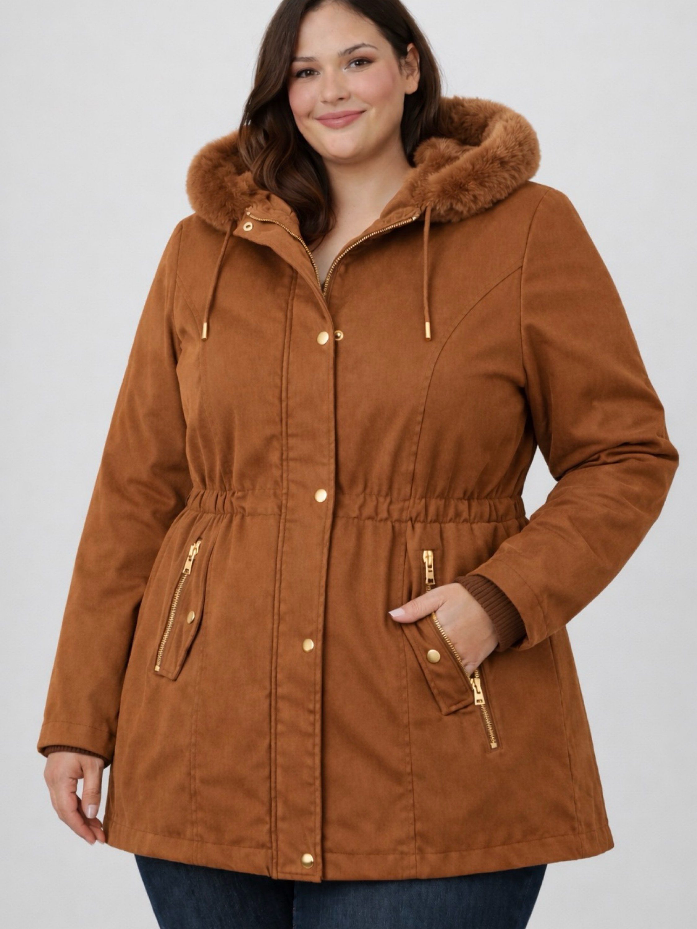 Parka sarja forrada feminina plus size