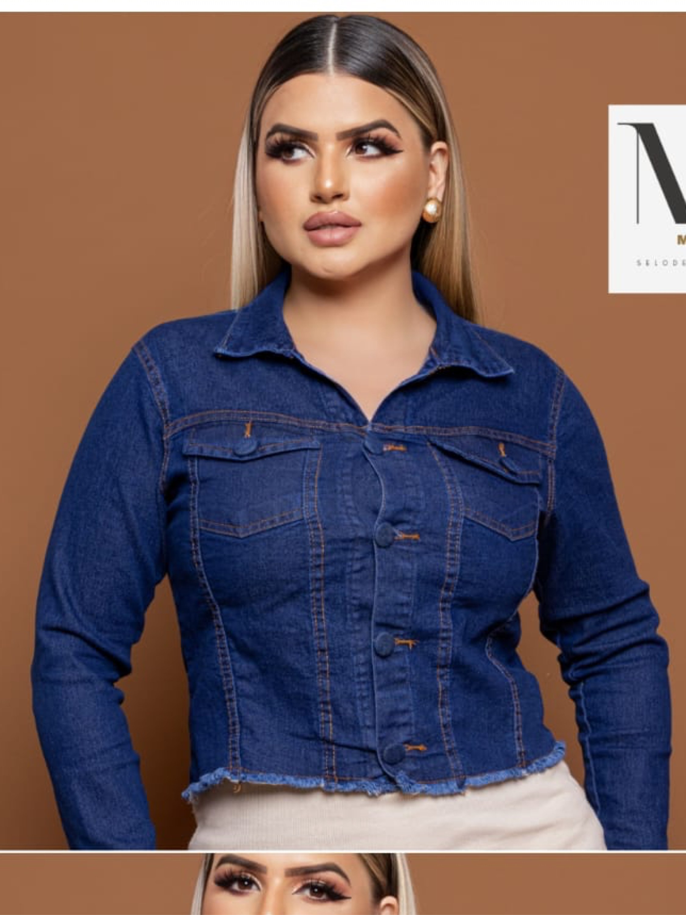 Jaqueta jeans com lycra feminina