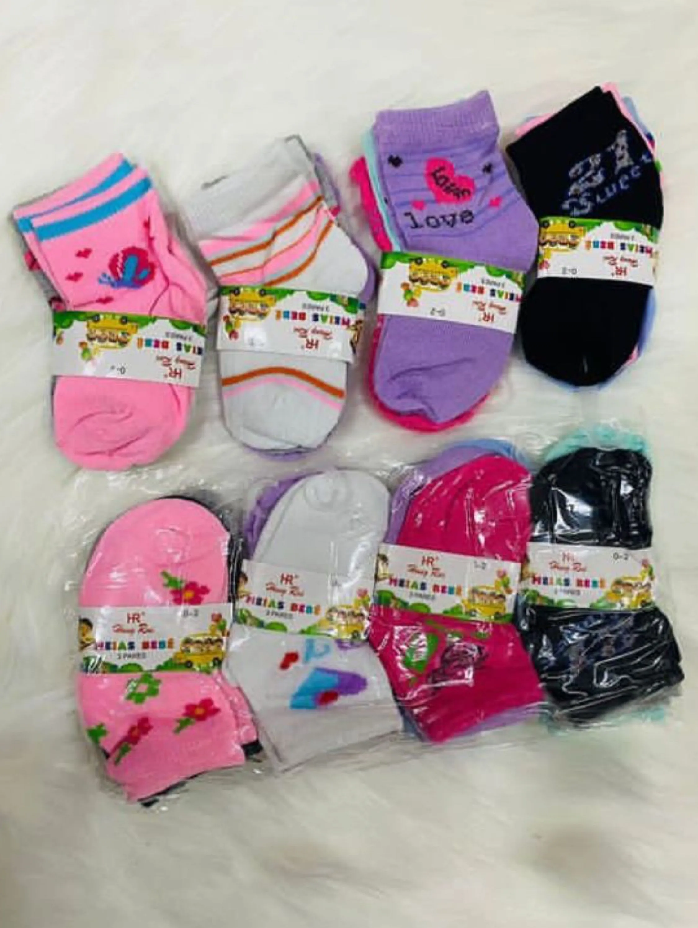 Meia cano alto infantil feminina kit 12 pares