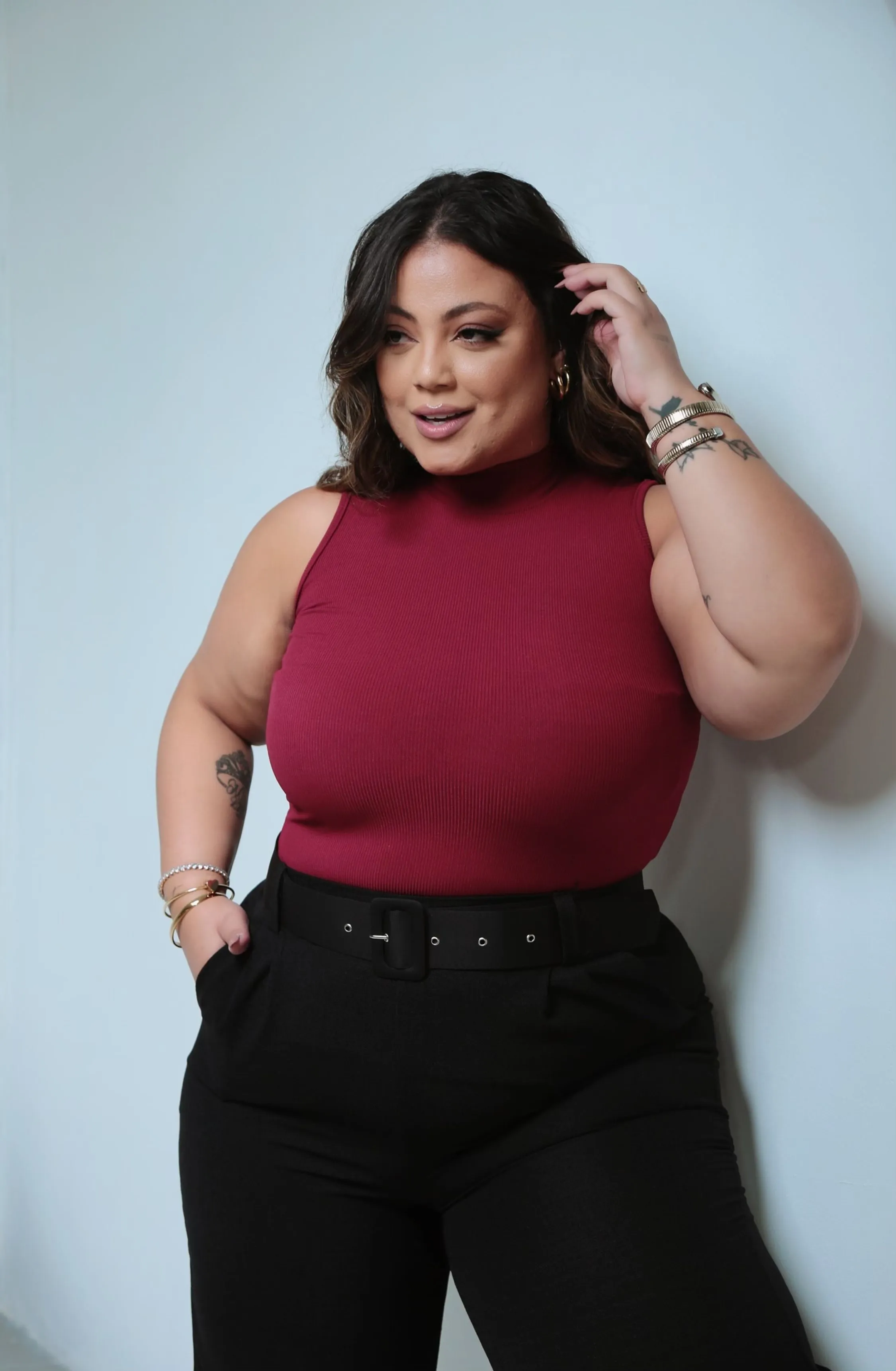 Blusa Gola Alta Helena Plus Size Feminina