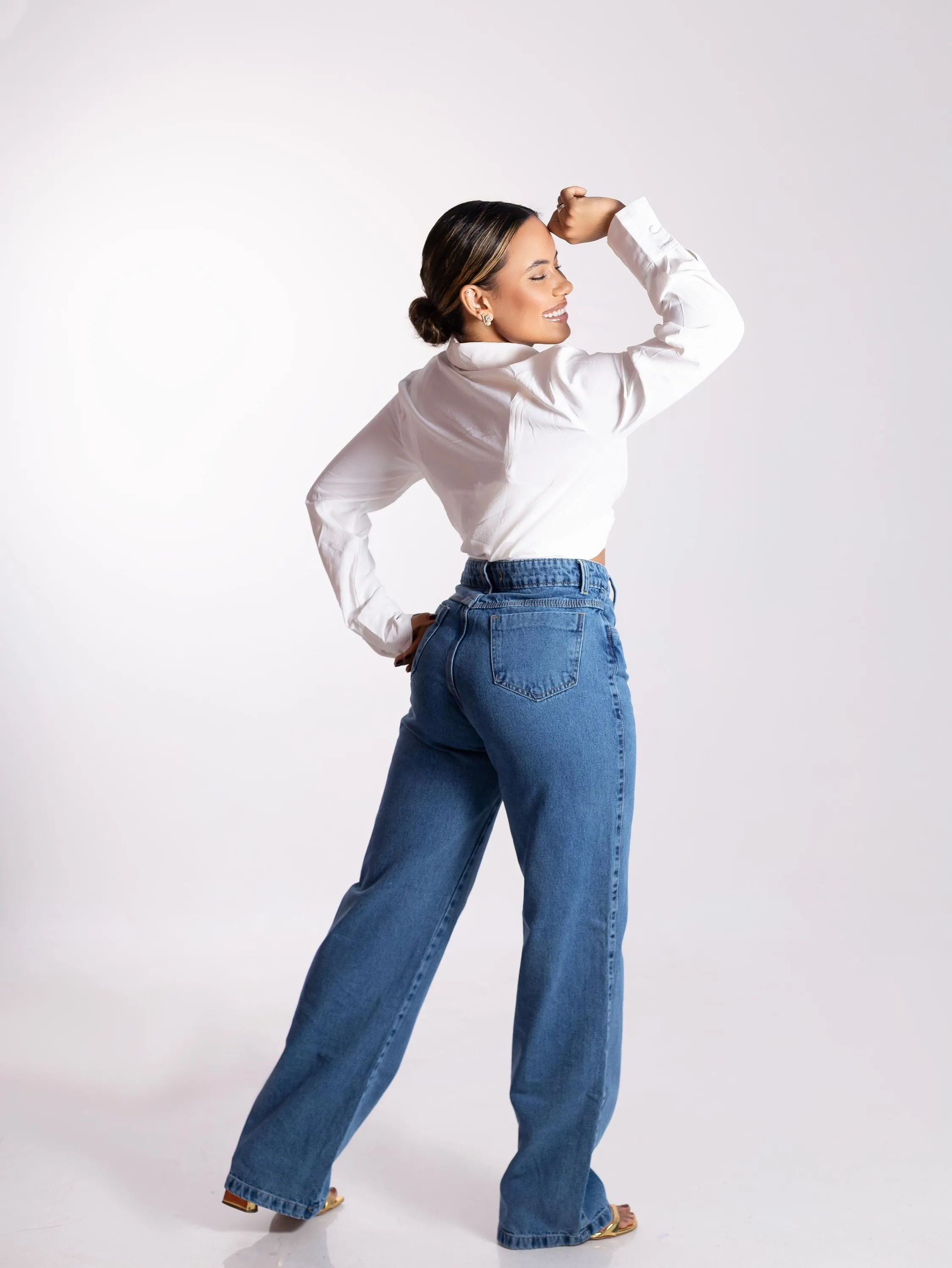 Wide Leg Denim Marmorizada
