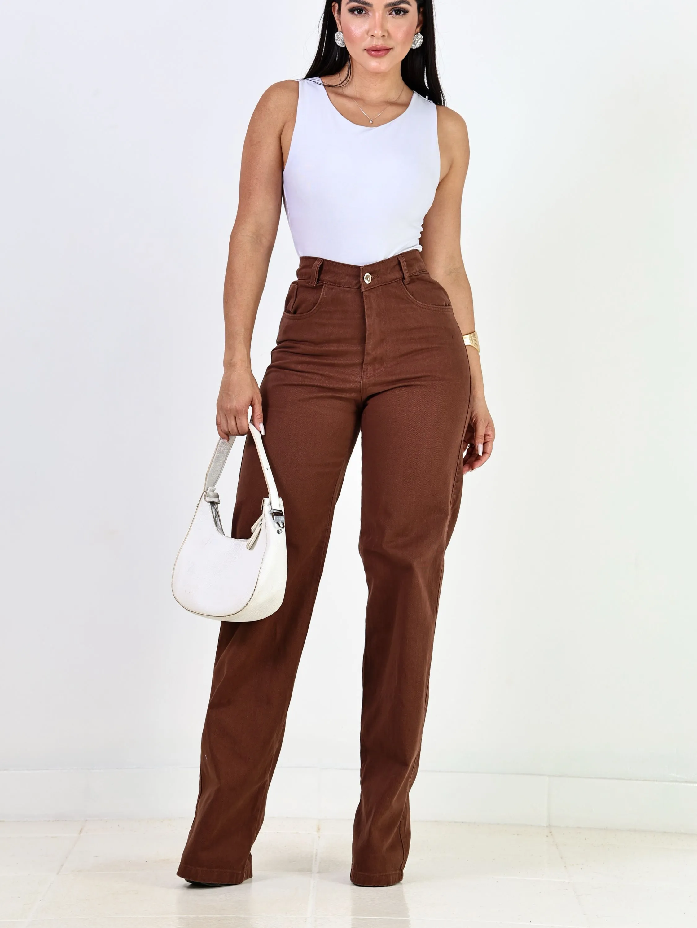 Wide leg Lisa Collors Marrom