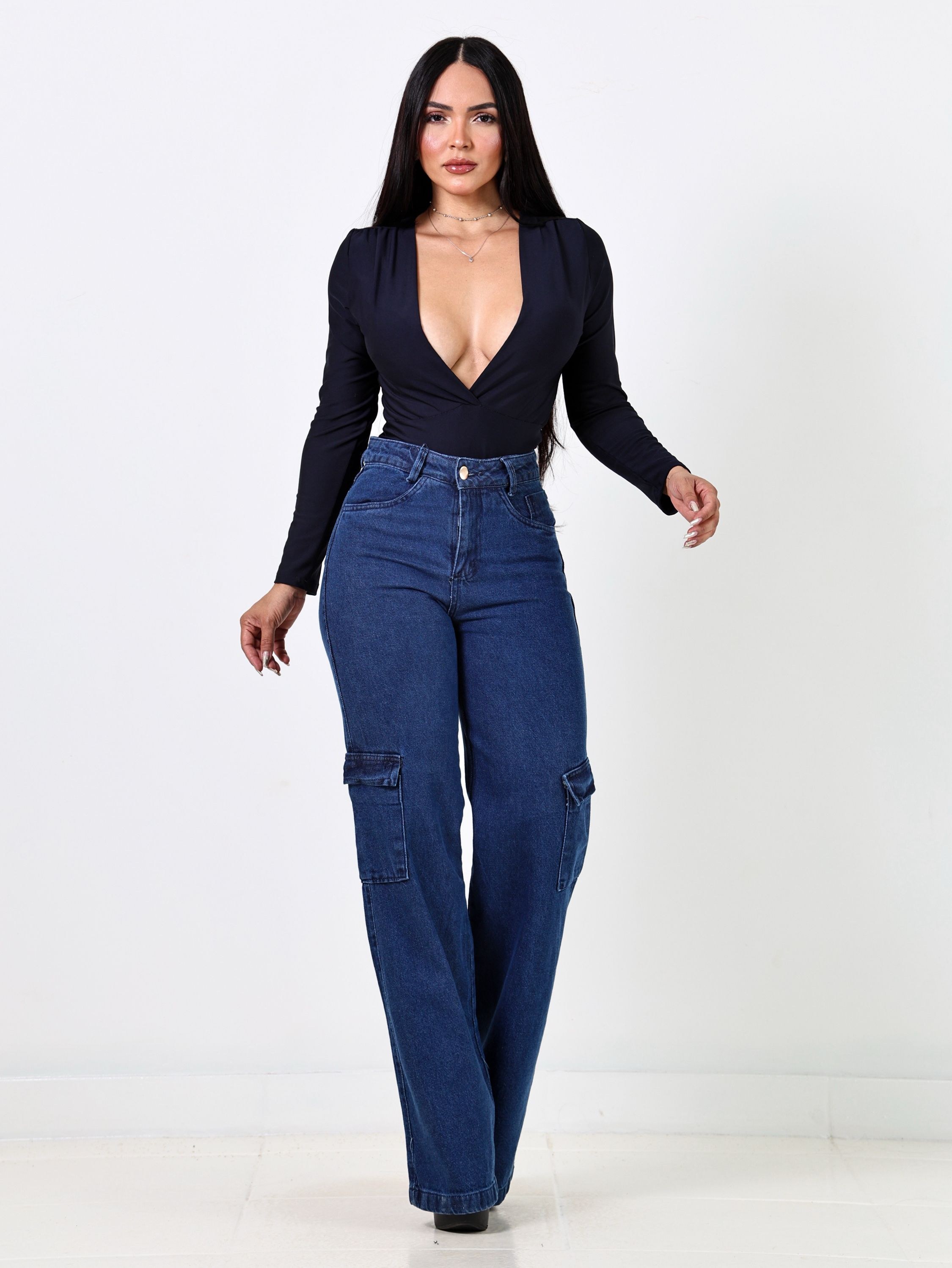 Wide Leg Cargo Denim