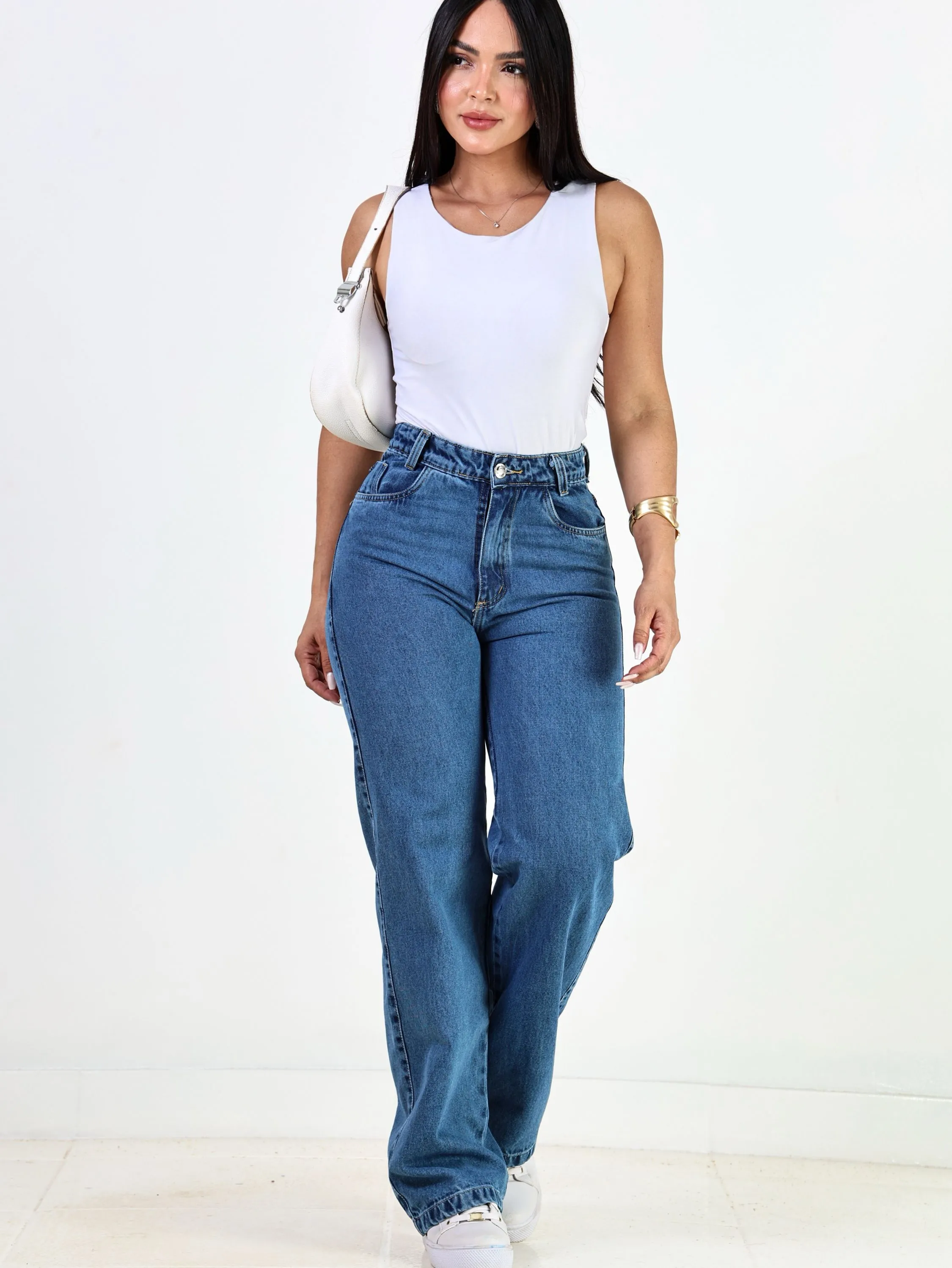 Wide Leg Denim Marmorizada