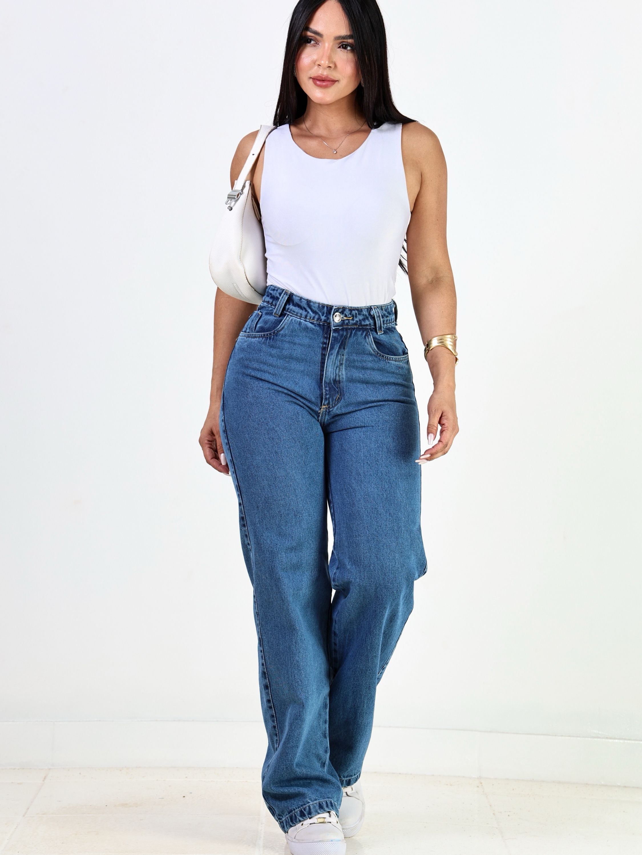 Wide Leg Denim Marmorizada
