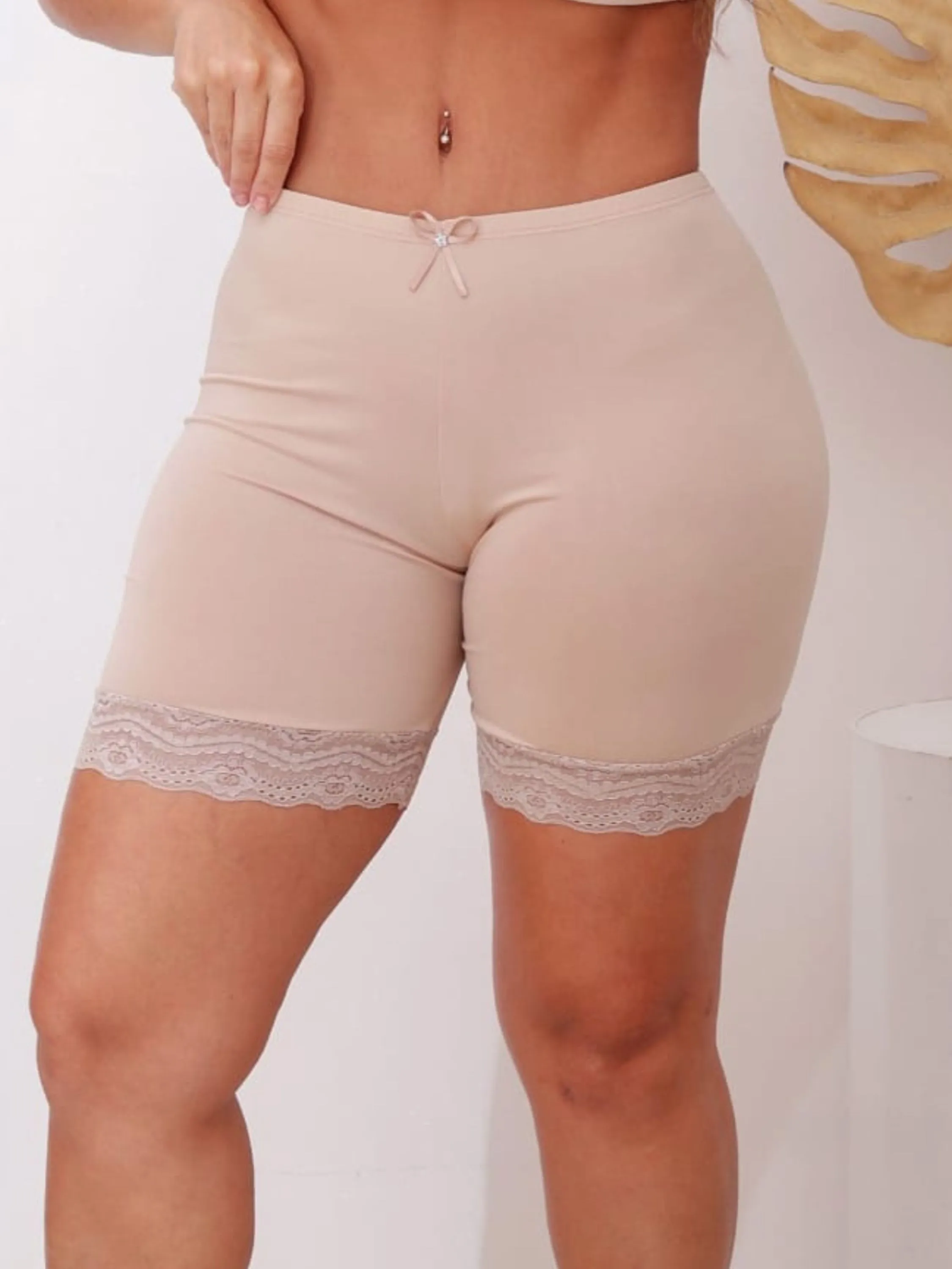 Bermuda/ Short Cintura Alta Segunda Pele para Usar Embaixo De Vestido/Saia Feminino Lingerie COM RENDA