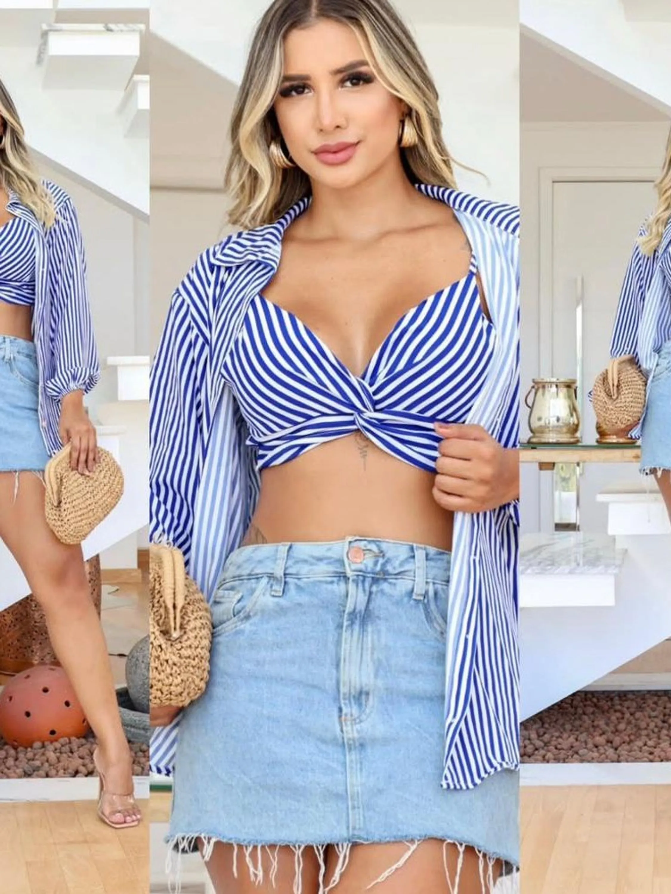 Conjunto Kimono + cropped estampado