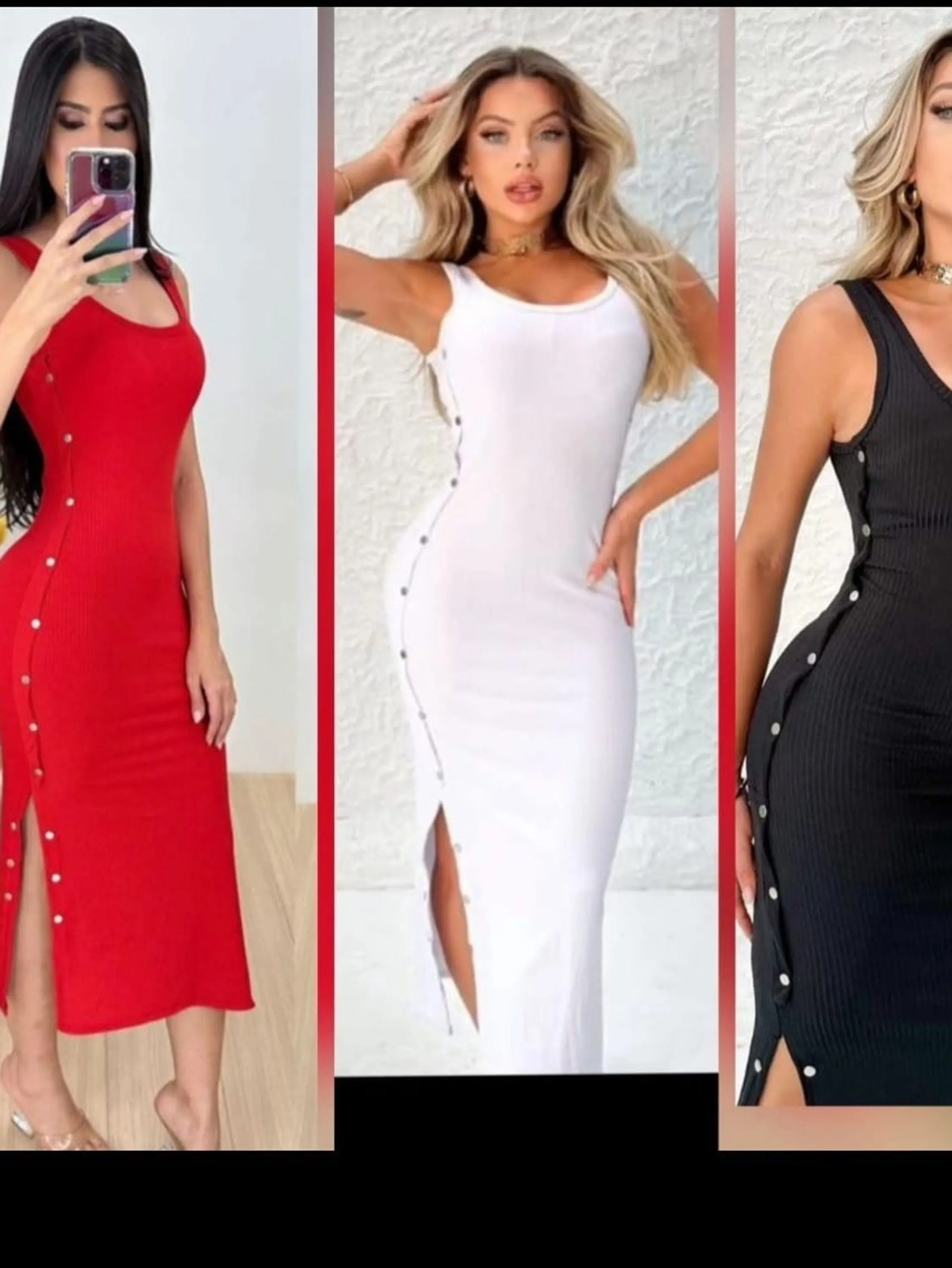 Vestido MIDI detalhes na laterais