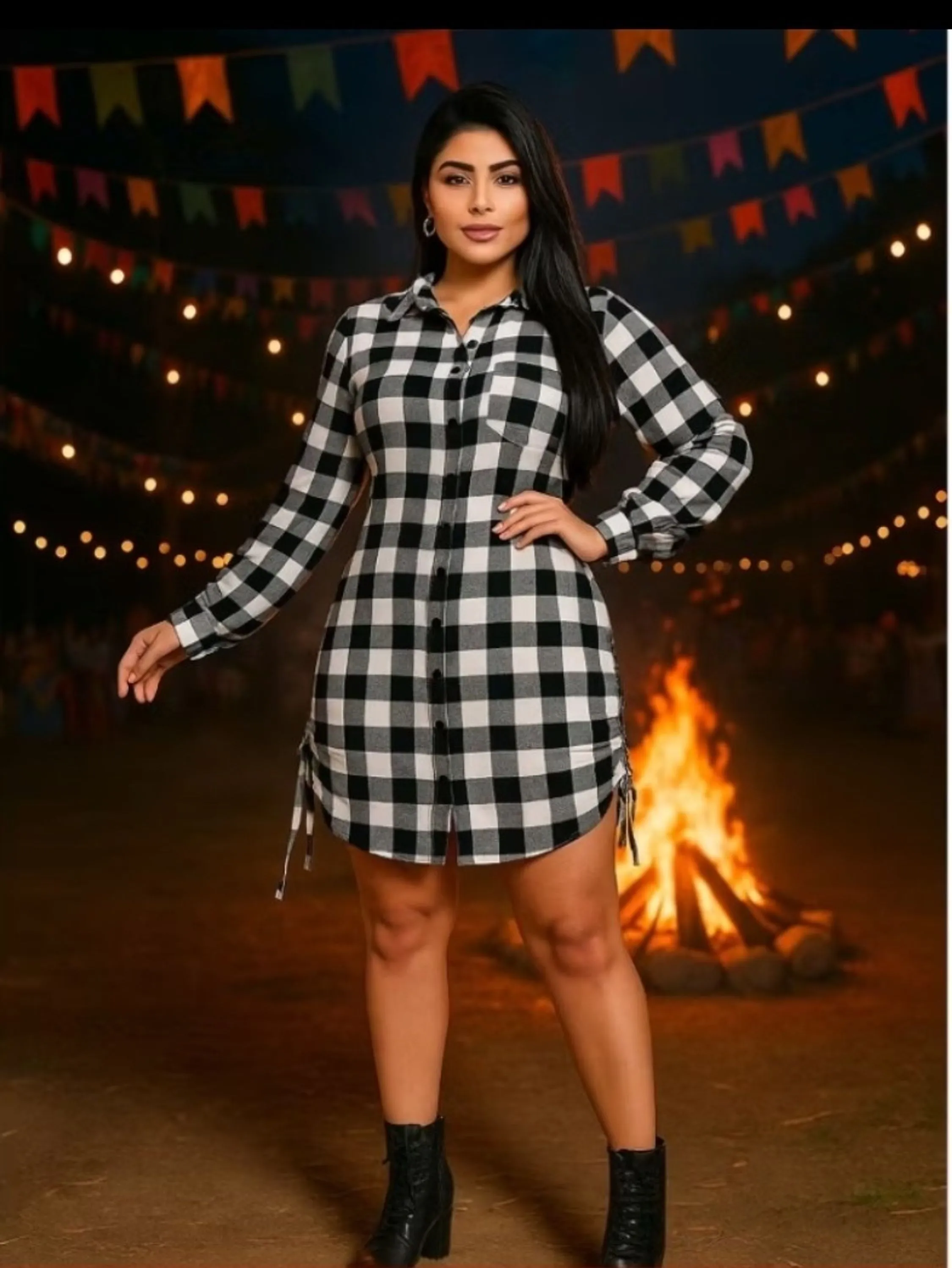 Chamise vestido xadrez