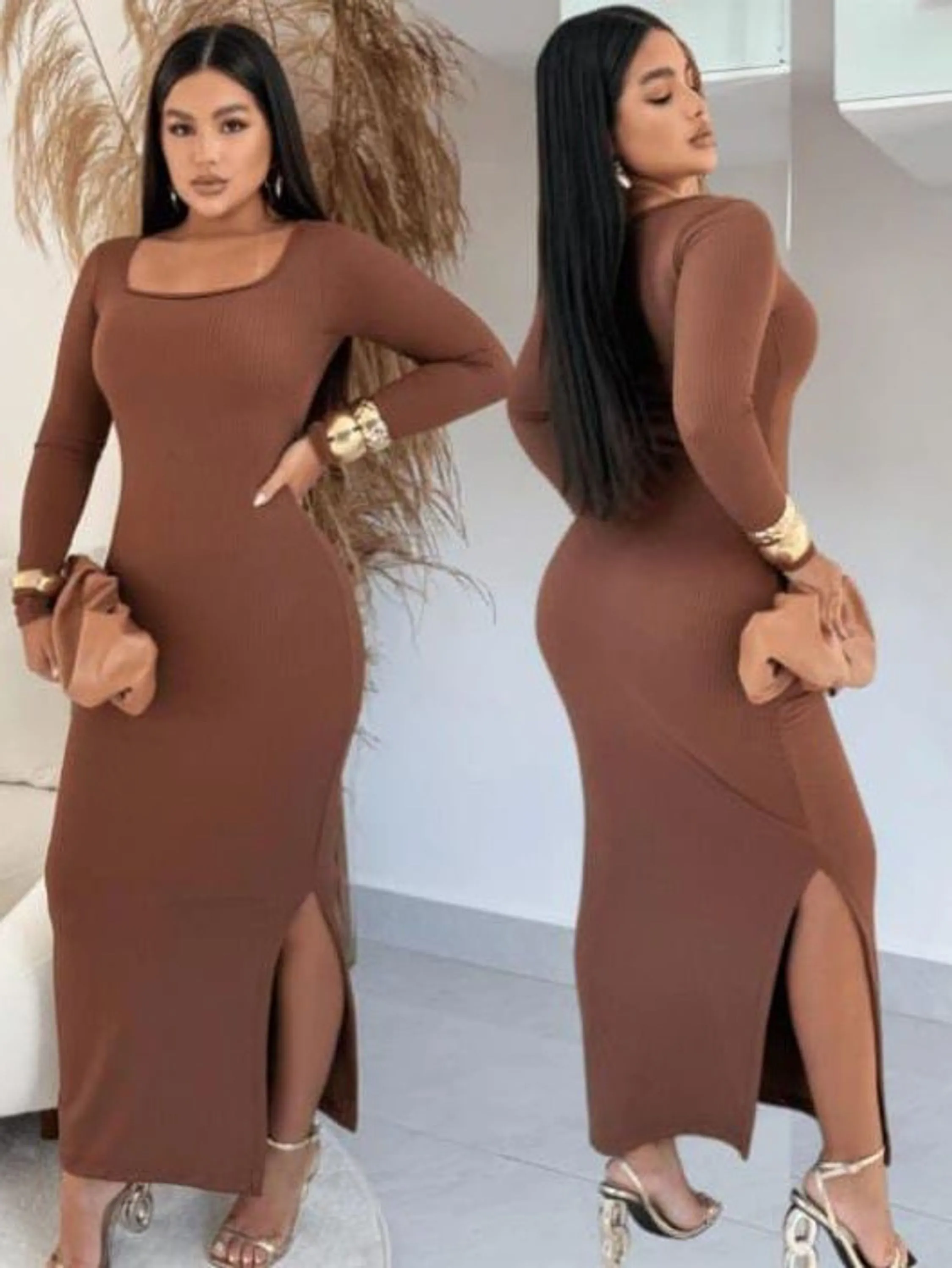 Vestido longo quadrado