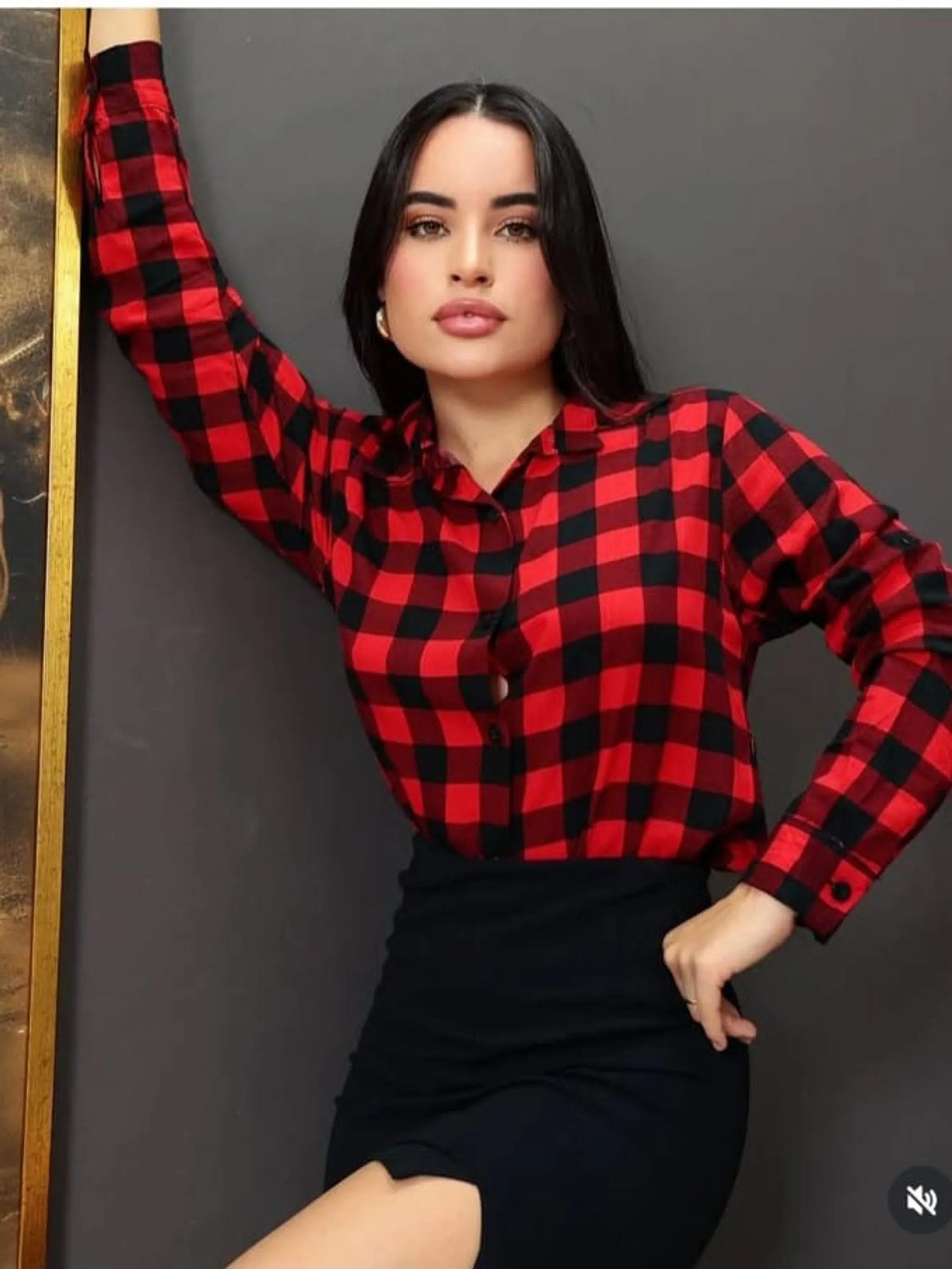 Blusa manga longa xadrez