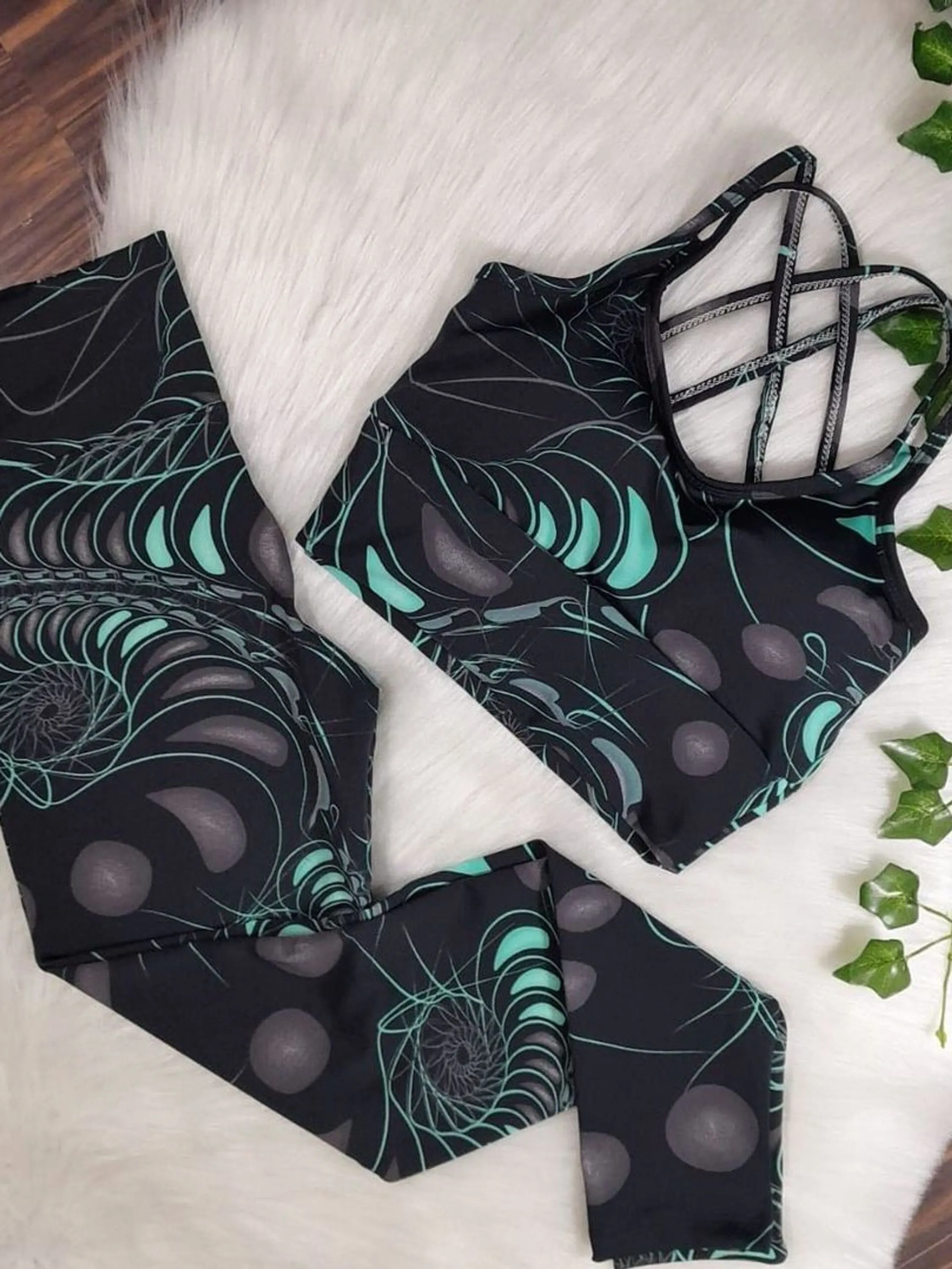 Lançamento conjunto feminino fitness estampado top cruzado nas costas tem bojo lindas estampas