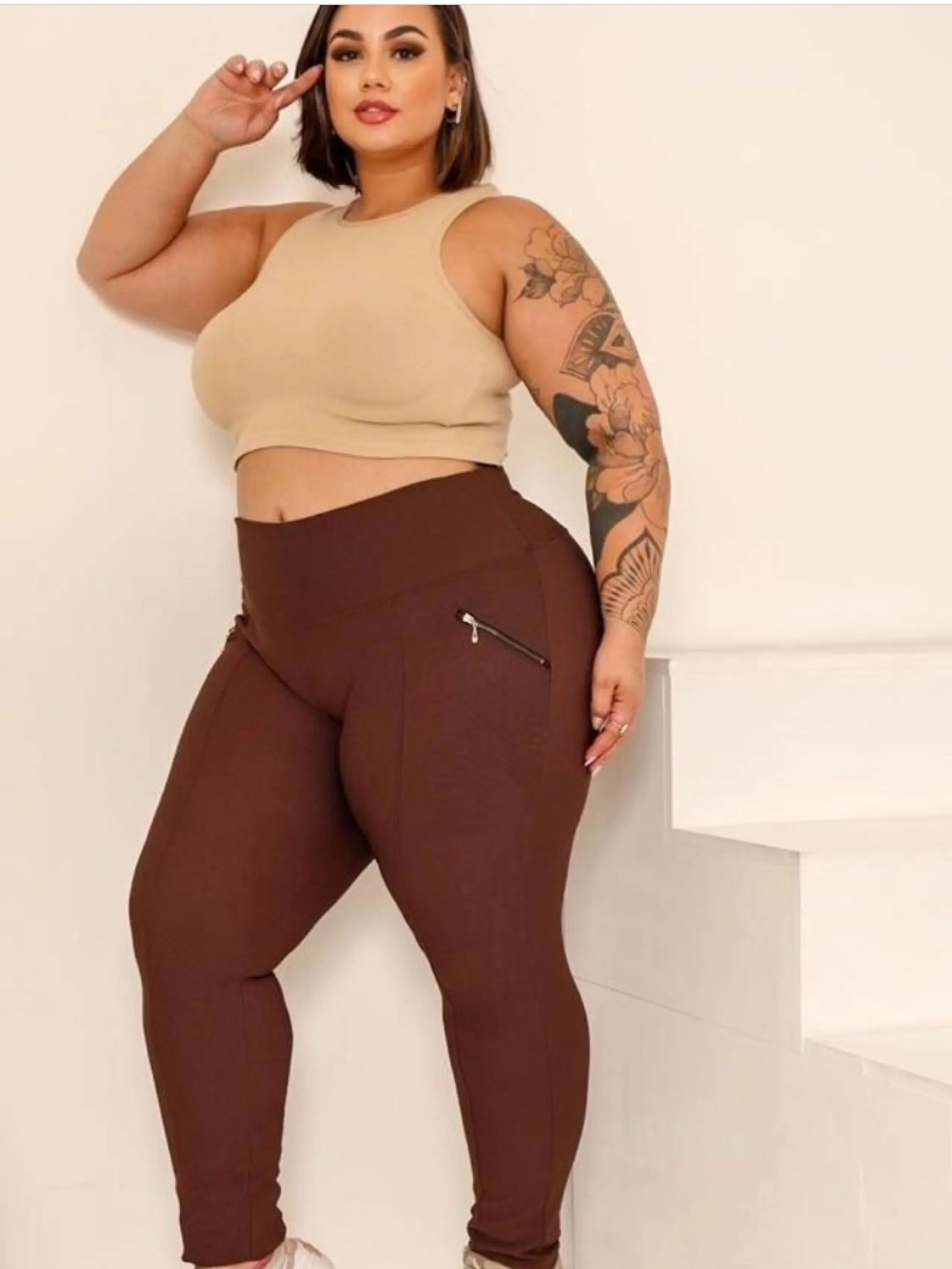 Calça gorgurinho Plus size G1 G2 G3 calça montaria com zíper alta qualidade