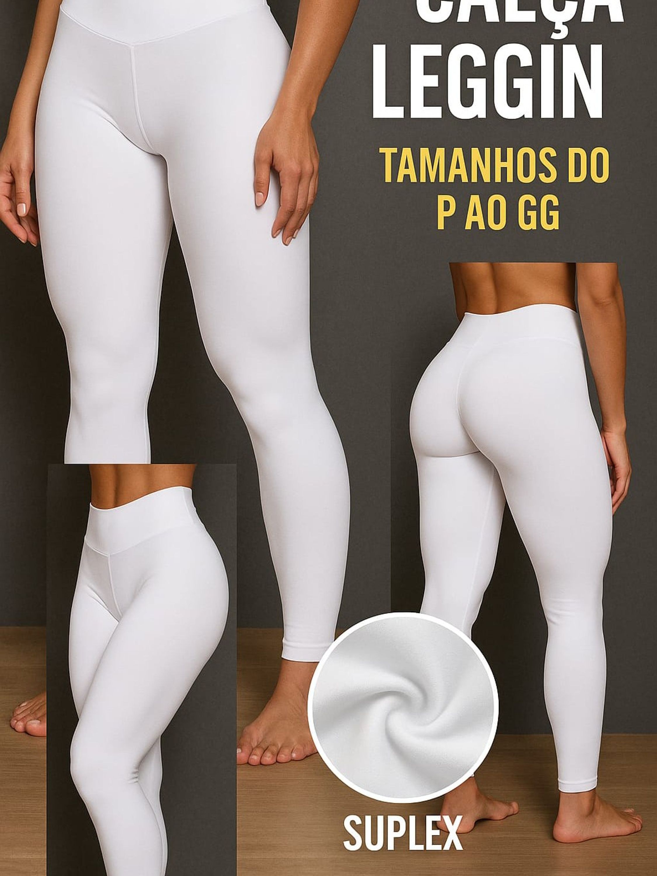 Legging branca lisa suplex grosso
