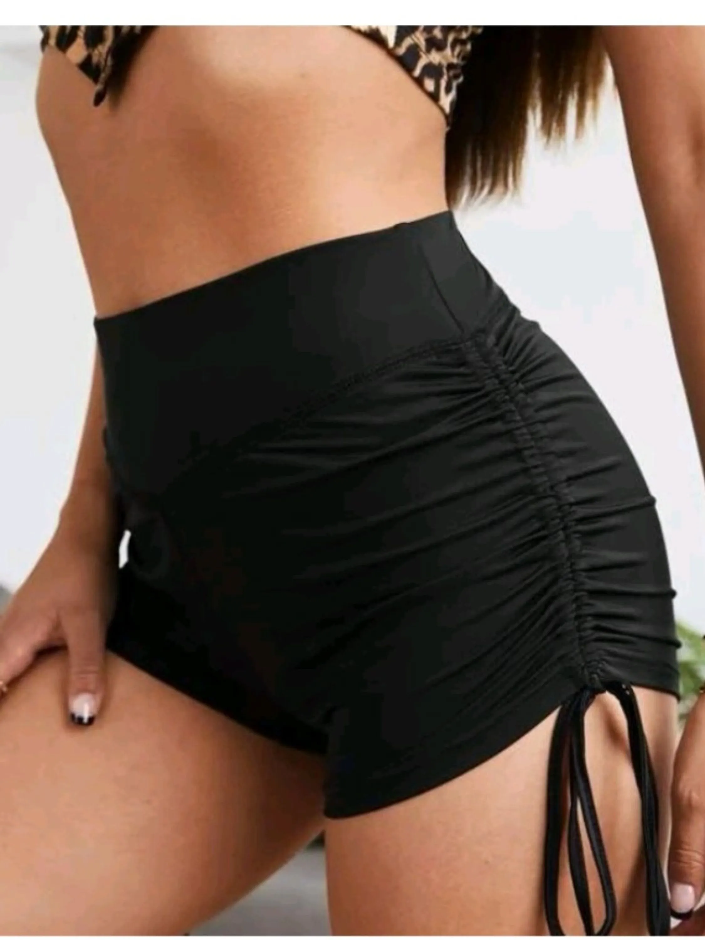 Shorts feminino cordinha shortinho fitness shortinho praia corda repuxe