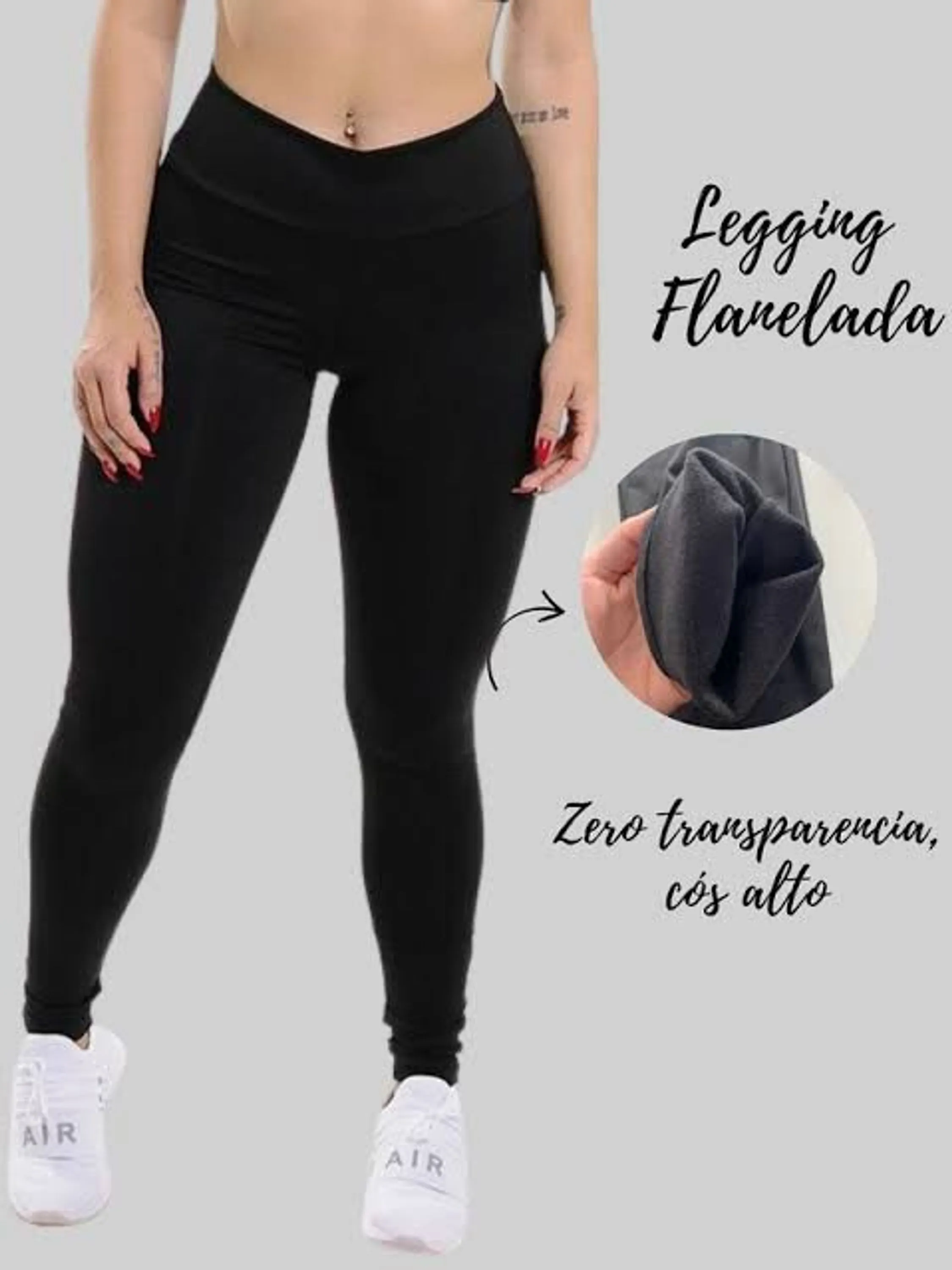 Calça legging flanelada termica forrada grossa inverno