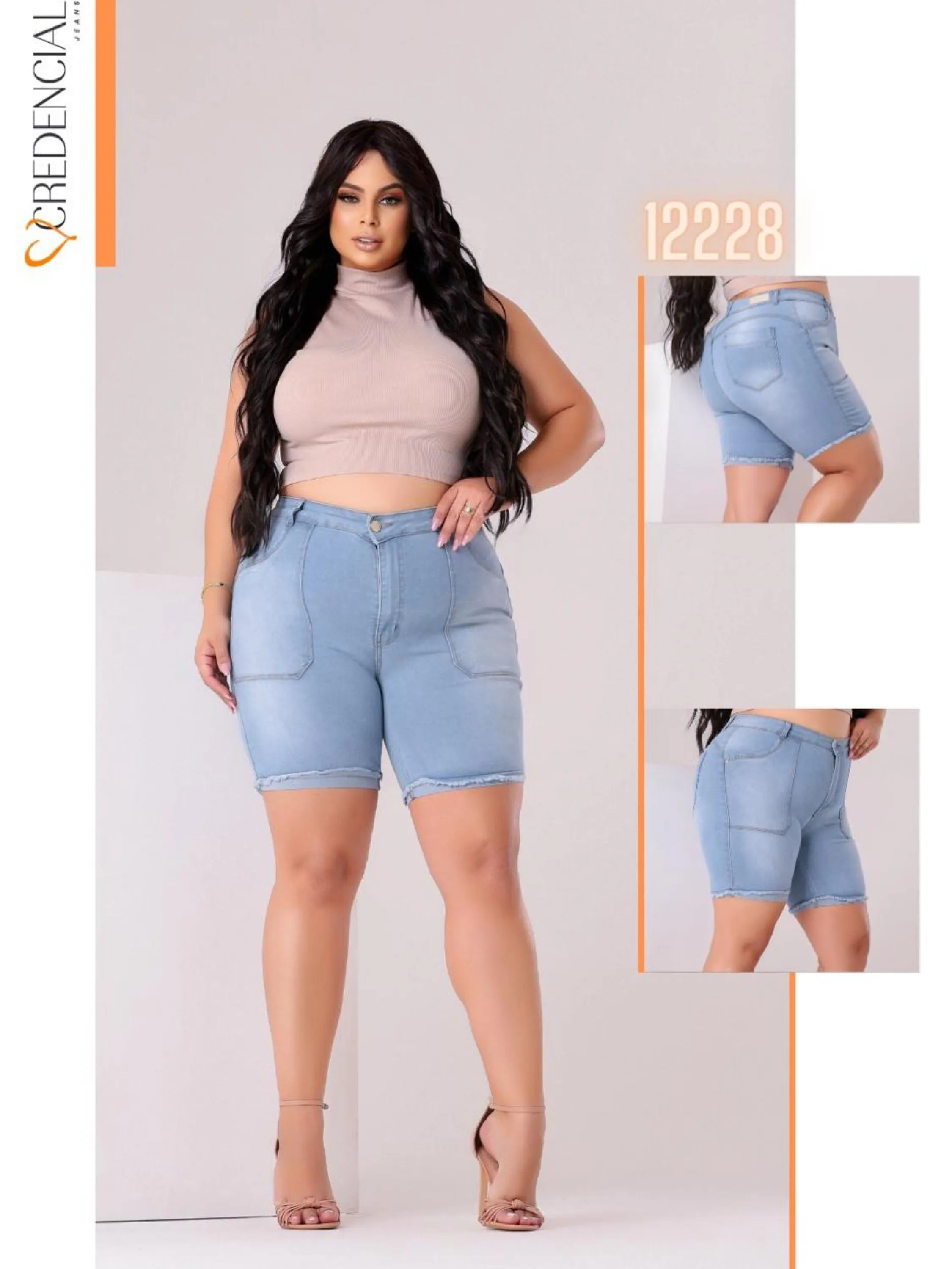 Bermuda meia coxa plus size com lycra