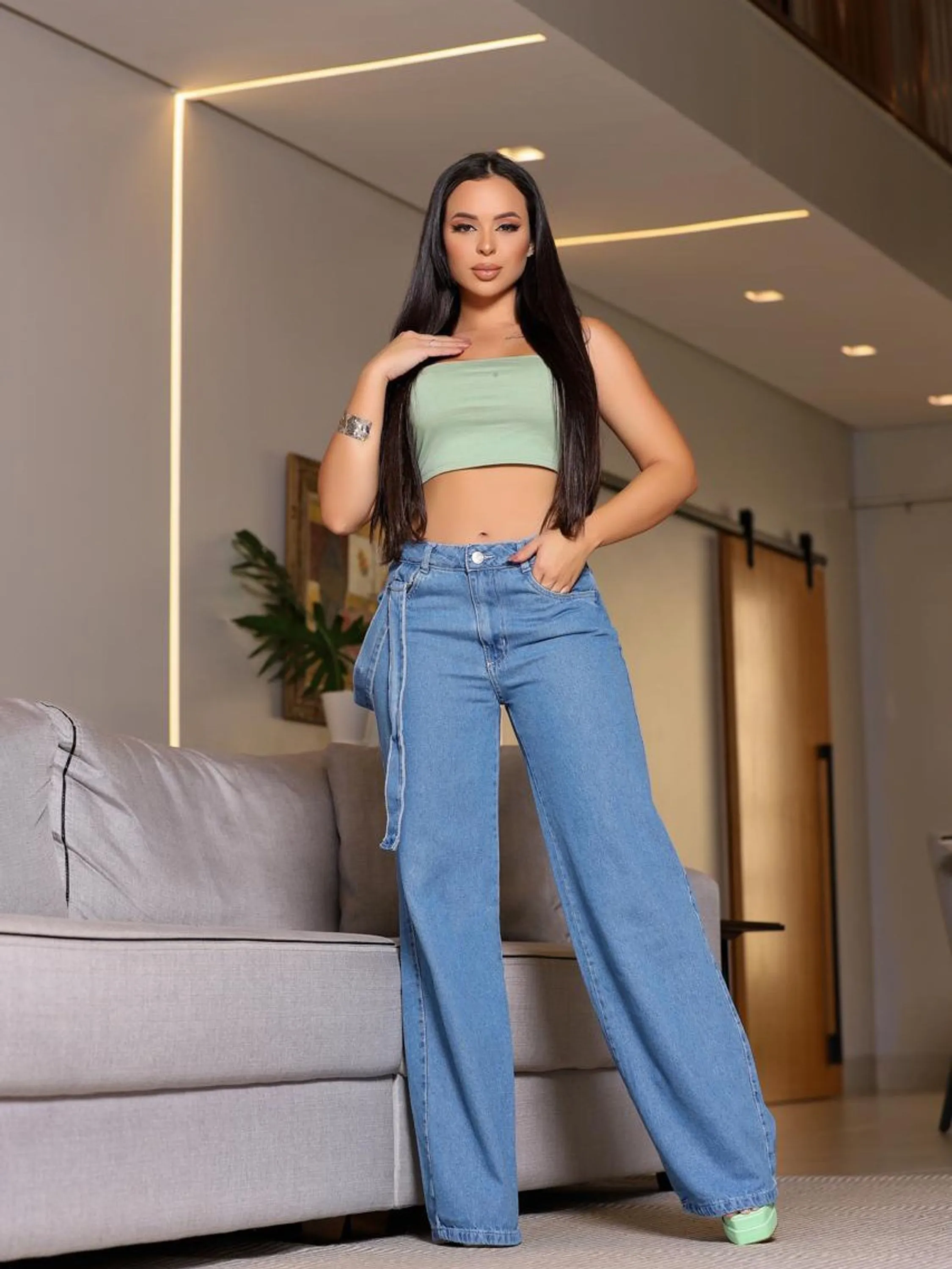 Wide leg feminina jeans