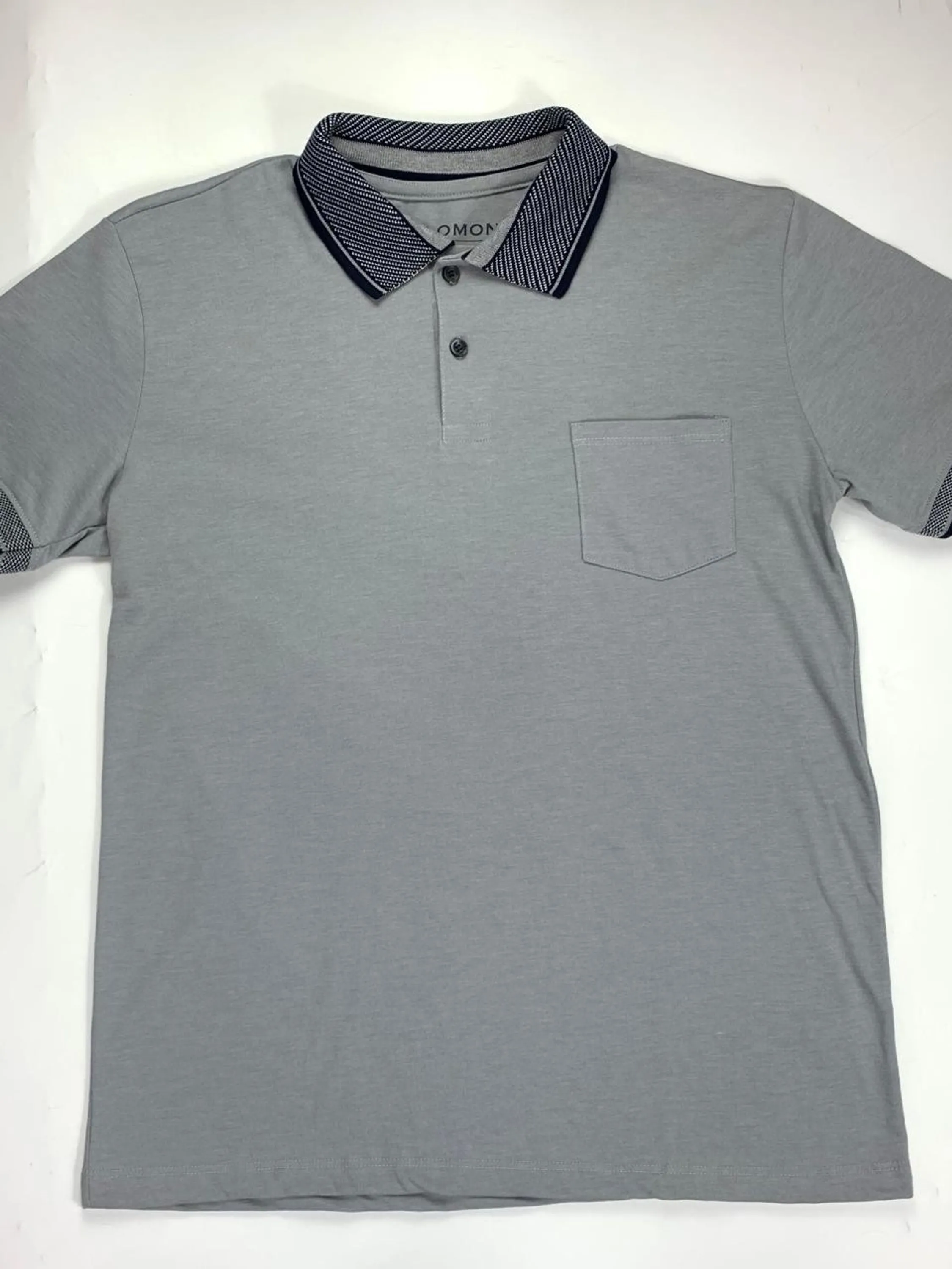 Dilomon Camisa Polo Com Bolso Básica Cinza Masculina de Luxo C02-B