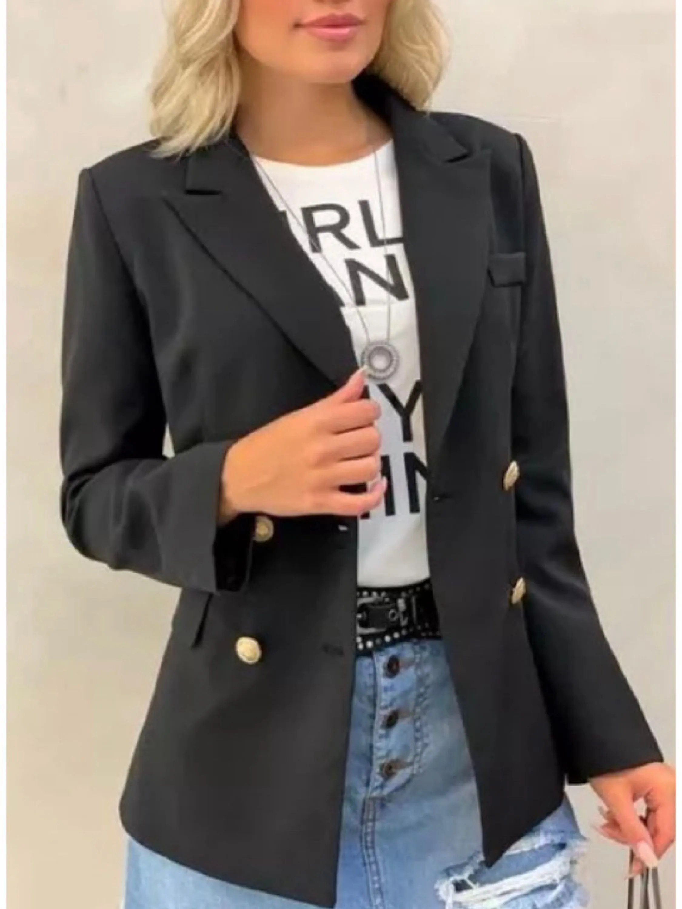 Blazer Feminino Casaquinho Alfaiataria Maxi Longo Sobretudo Casaco Social Com Botão