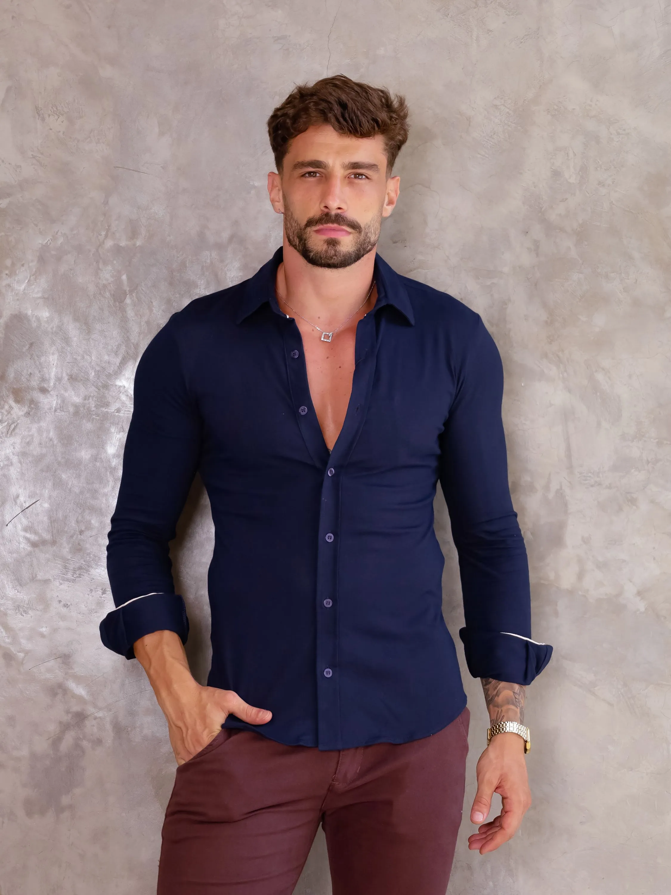 Camisa M/L Malha Marinho 8260