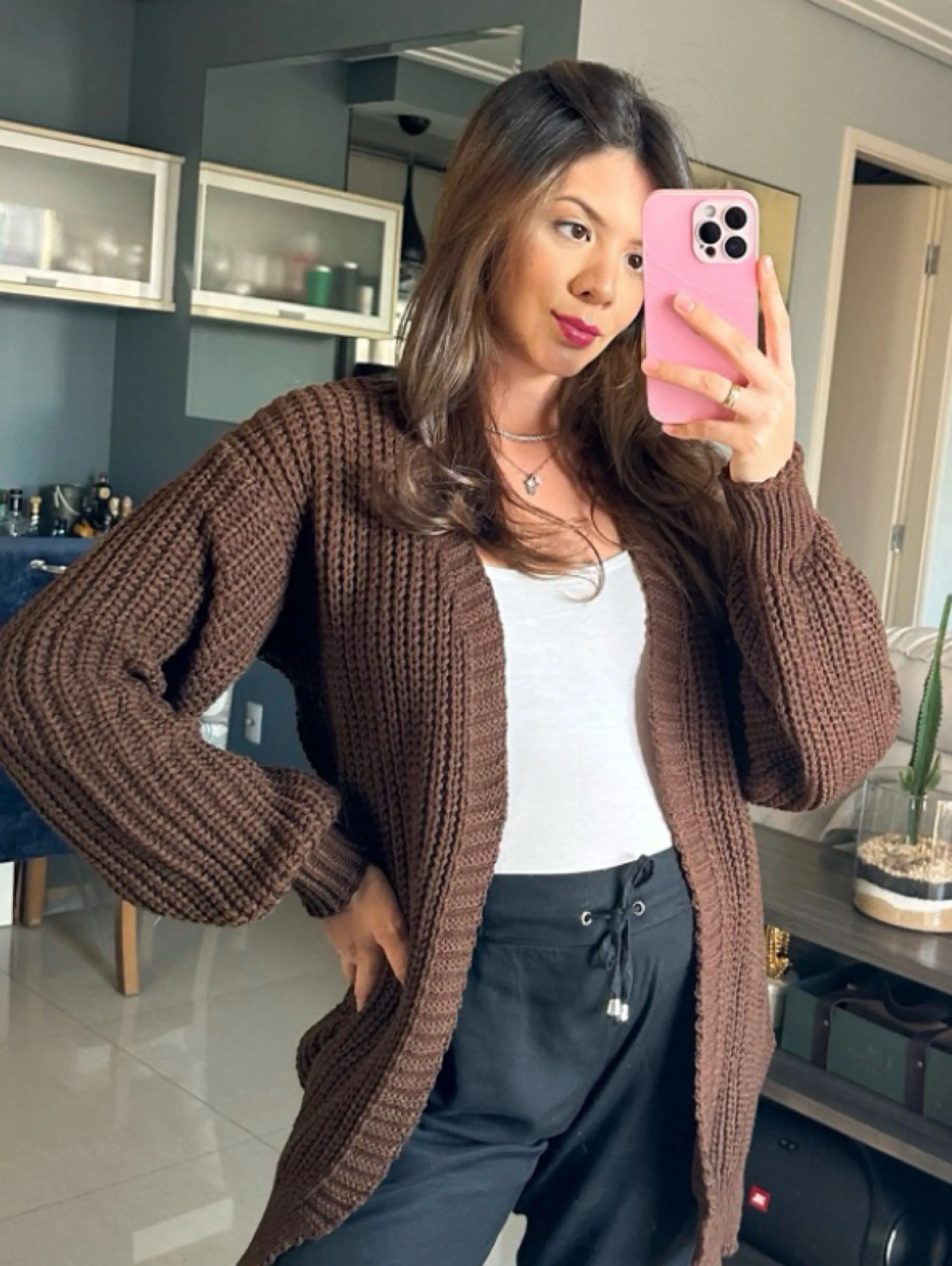 Cardigan Lã várias cores tamanho único