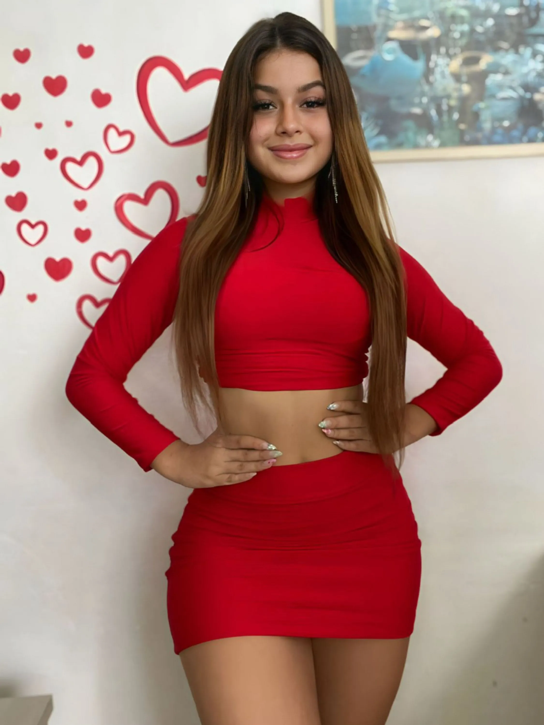 Conjunto Mini Saia e Cropped Manga Longa