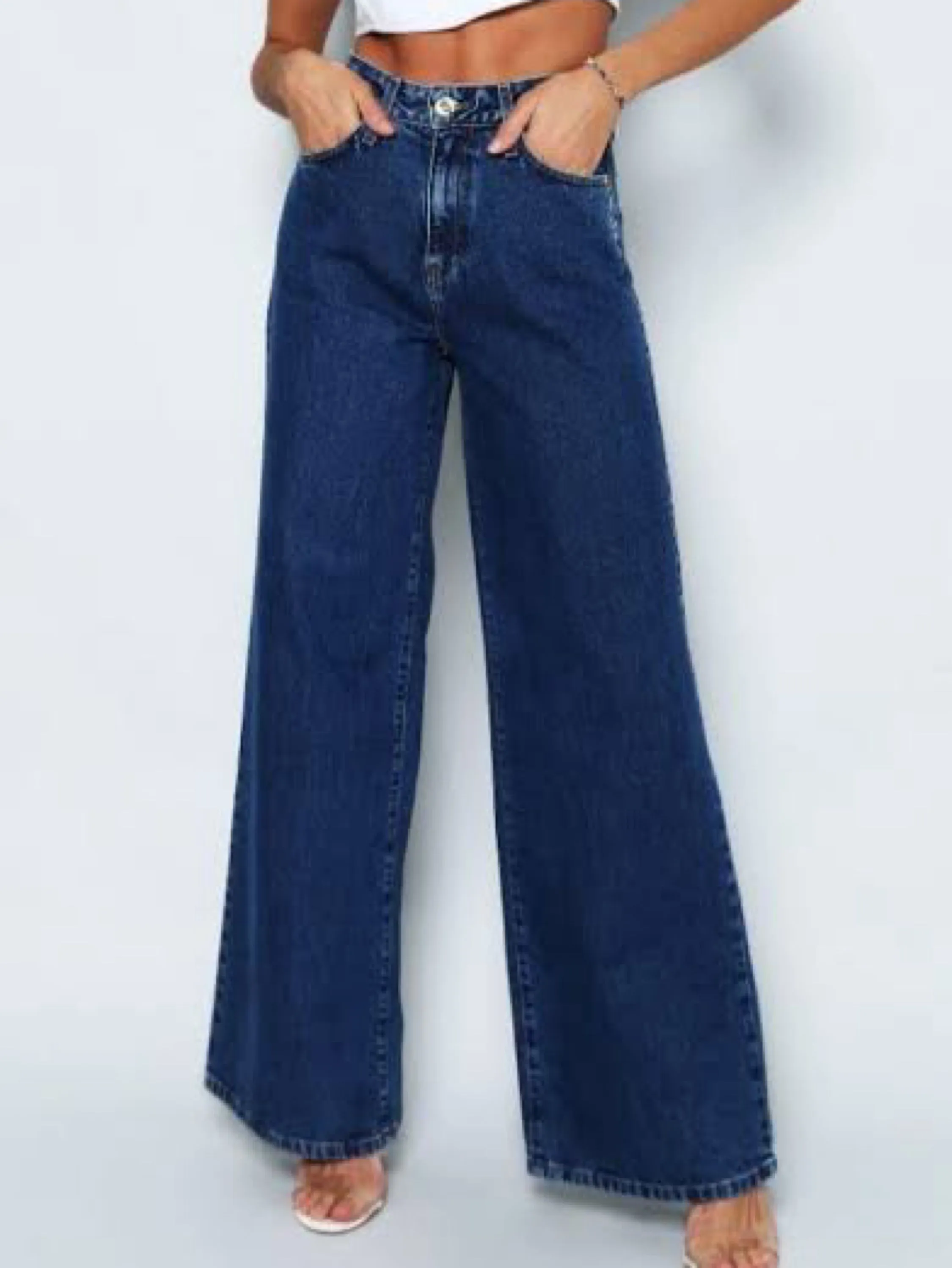 Wide leg Jeans Azul Escuro