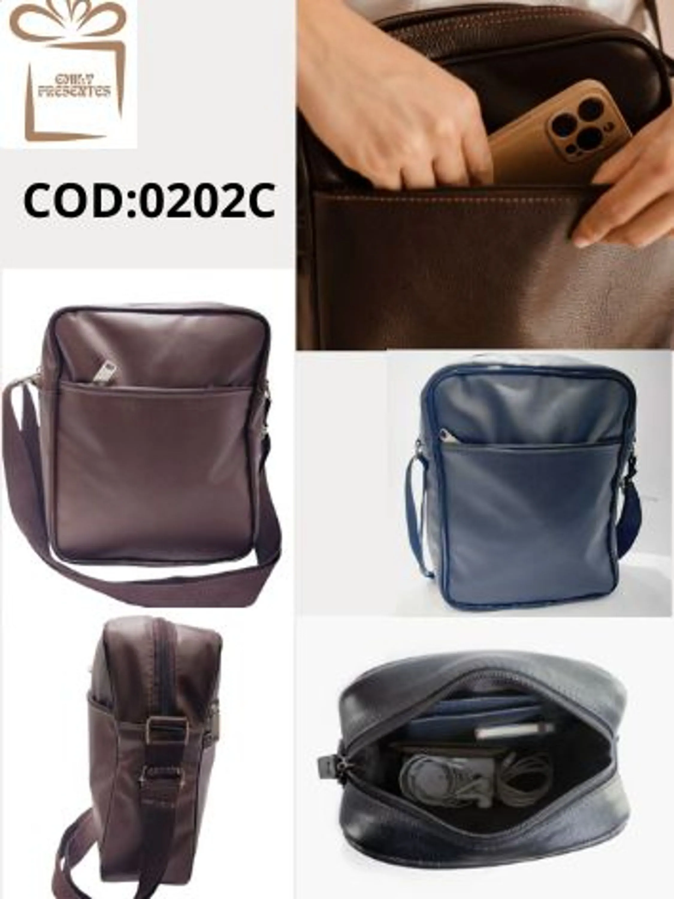 Bolsa Bag Masculina De Courino Resistênte-Alça Ajustável