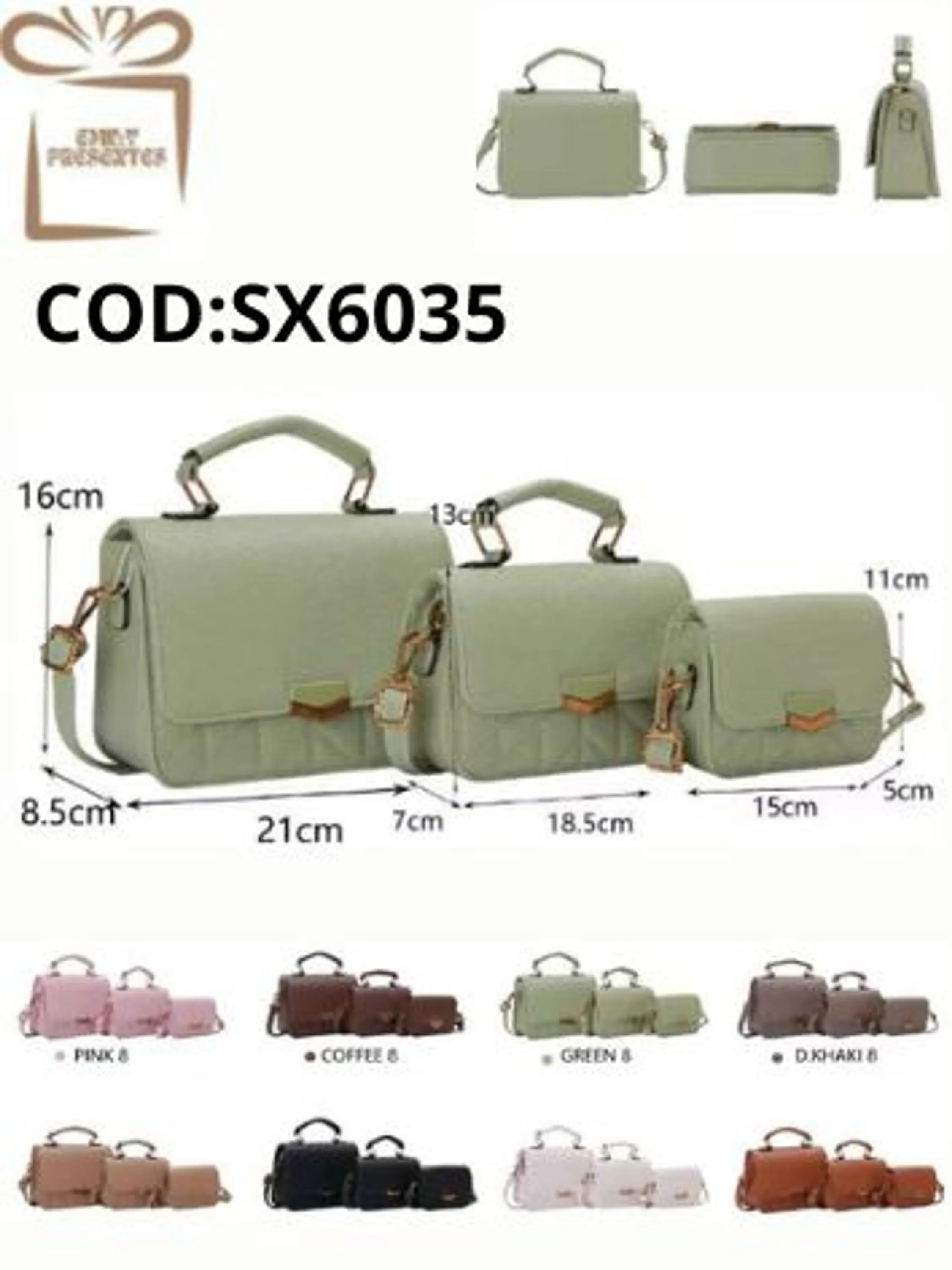 Kit de 3 Bolsas Couro PU-SX6035