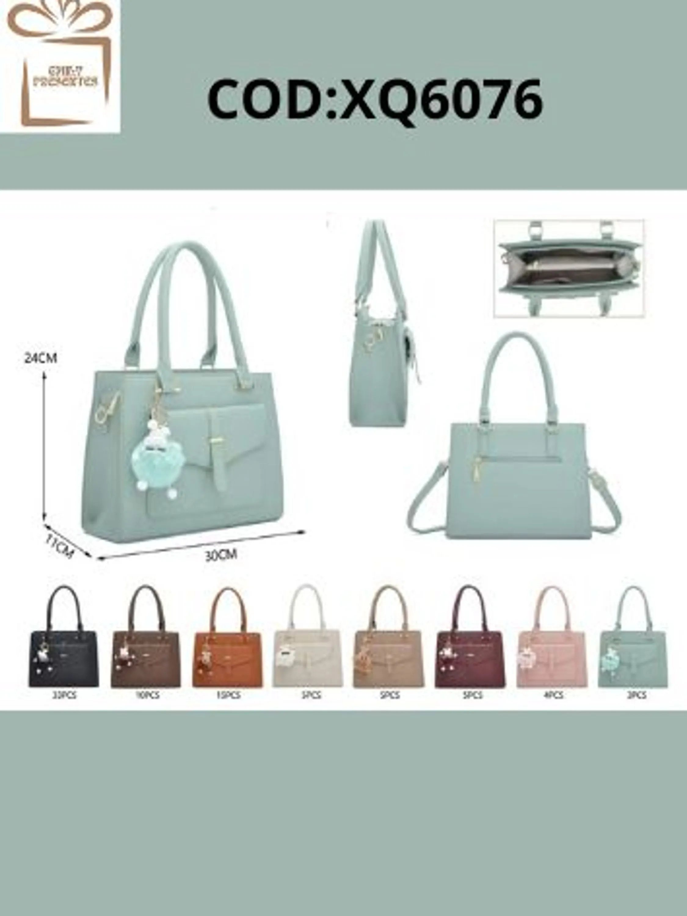 Bolsa Grande Feminina com  Chaveiro do Bichinho-XQ6076