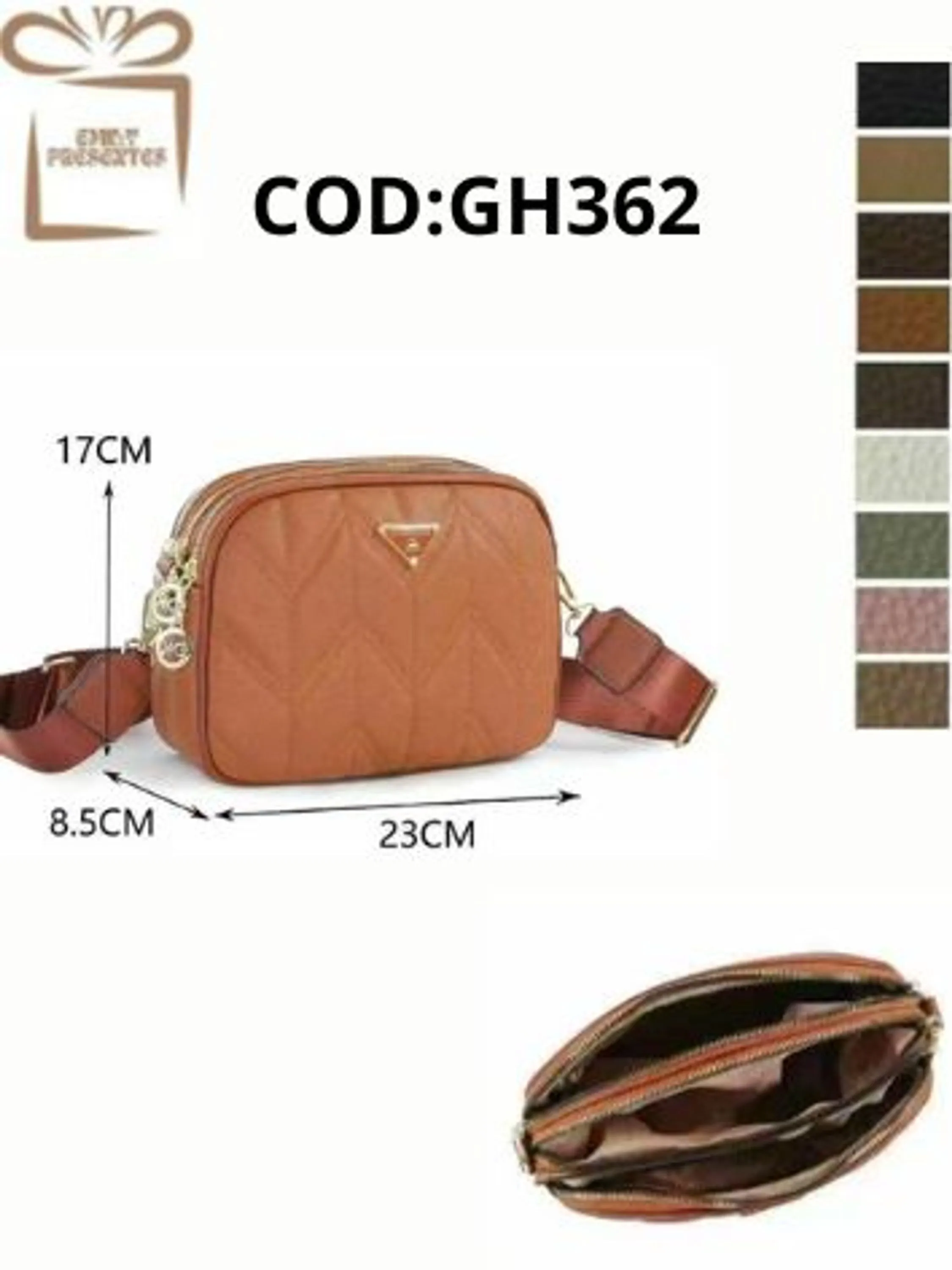 Bolsa Tiracolo Lisa- Alça Larga-GH362