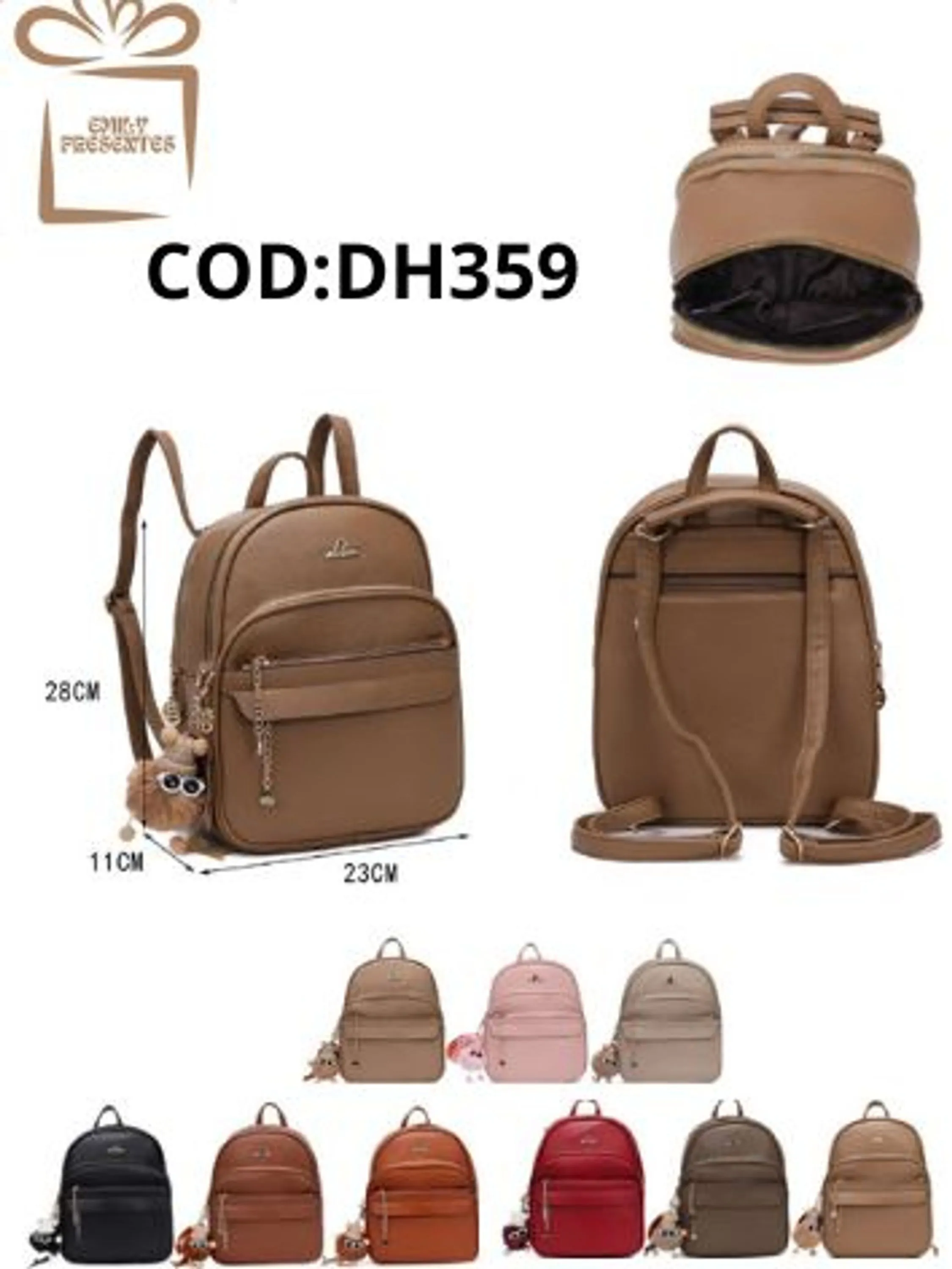 Mochila Feminina Couro PU-COM  CHAVEIRO FRU FRU-DH359