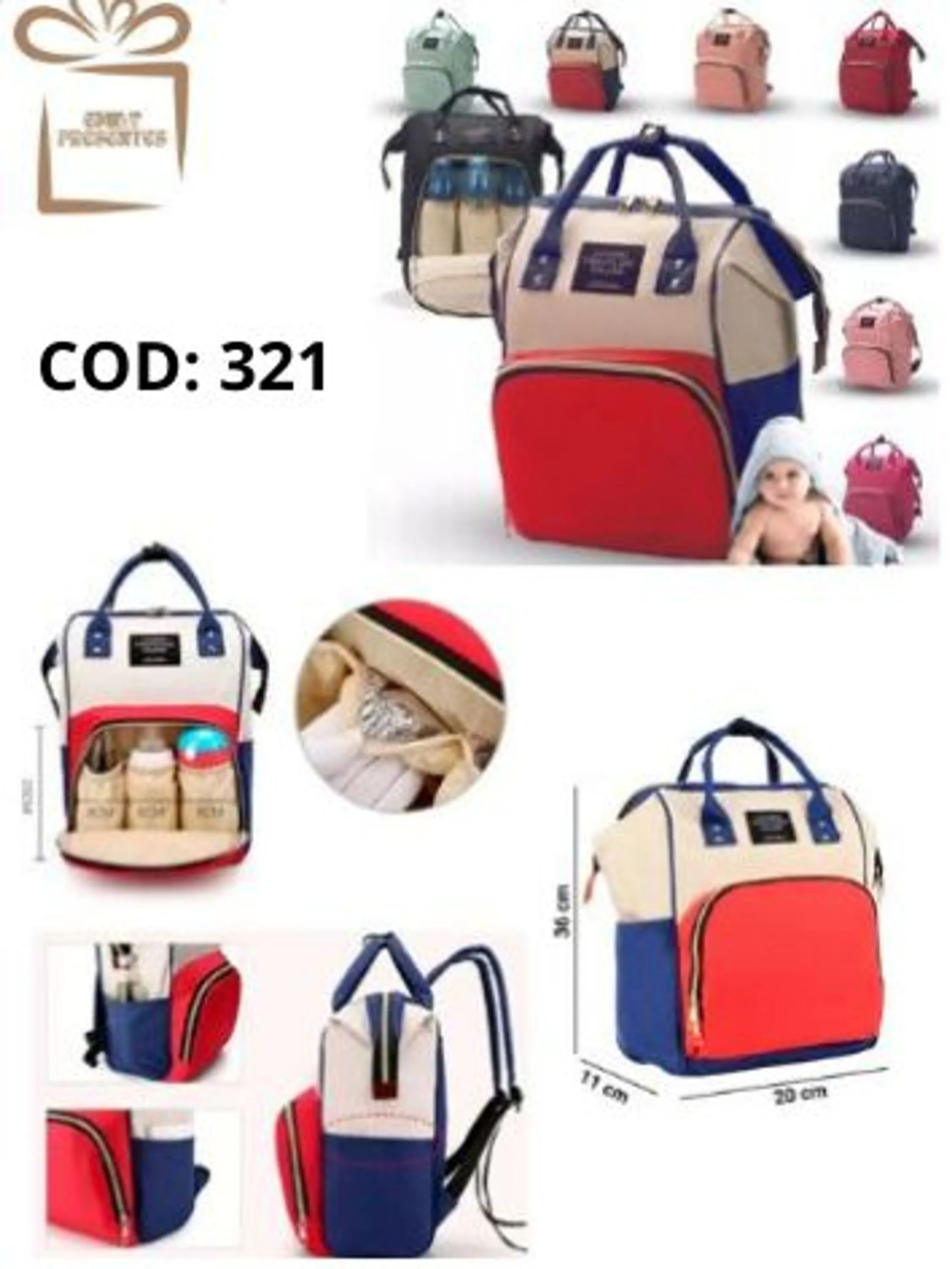 Bolsa Mochila Maternidade Bebê Mamãe Mamadeira Térmica -Mamãe e Bebê-321