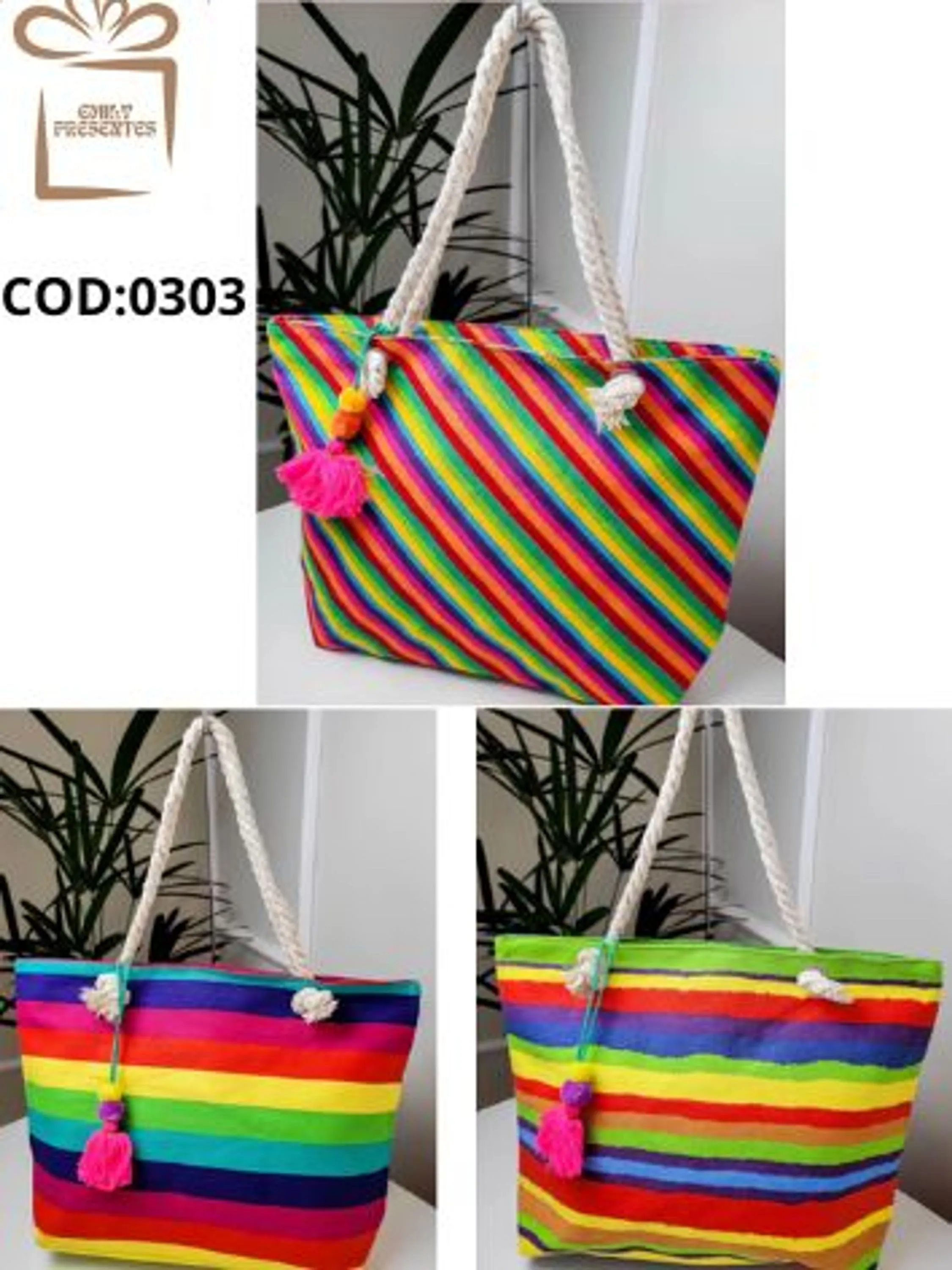 Bolsa Feminina de Praia com Alça Dupla-0303