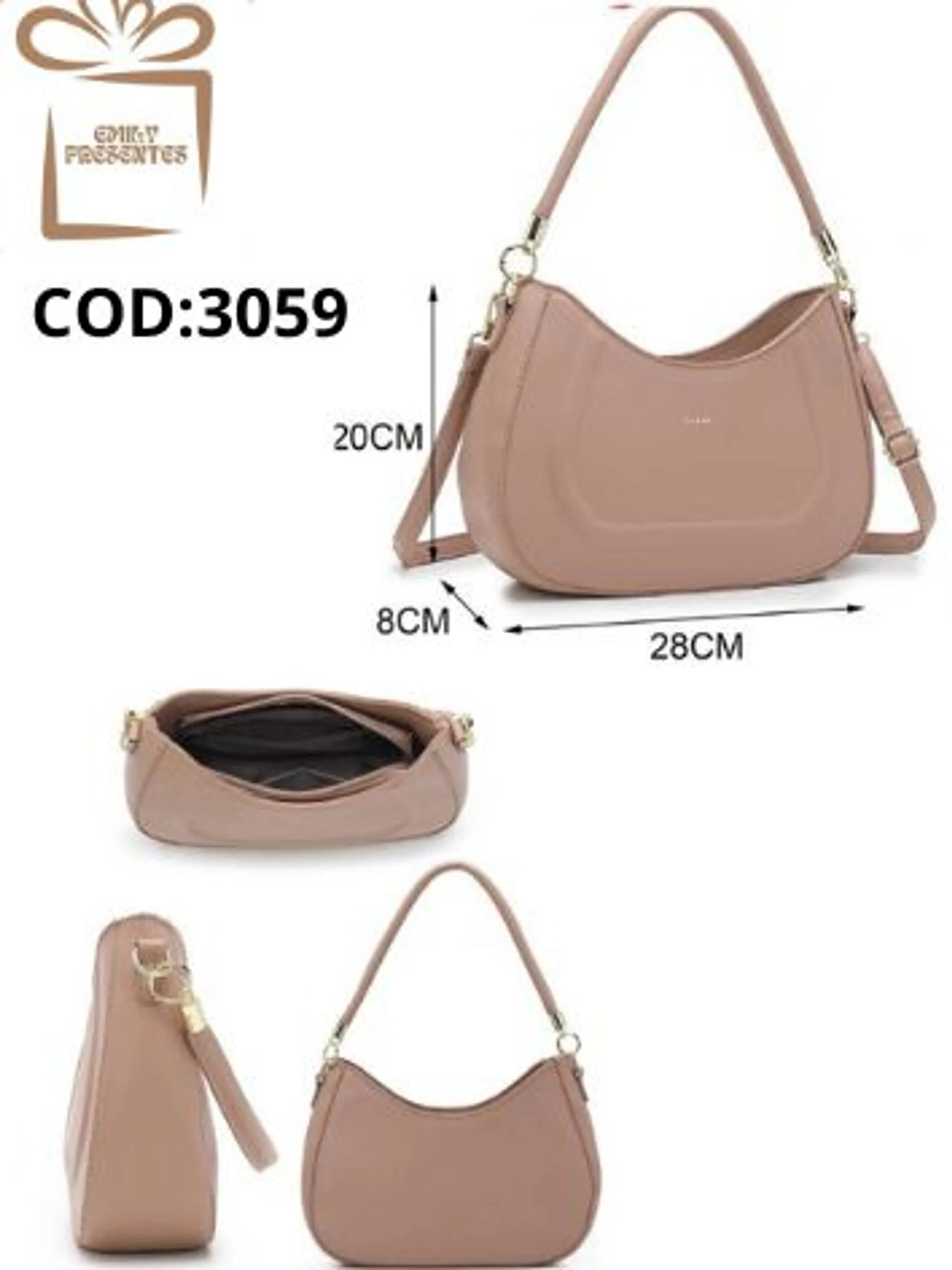 Bolsa Feminina Canoa De Couro PU-3059