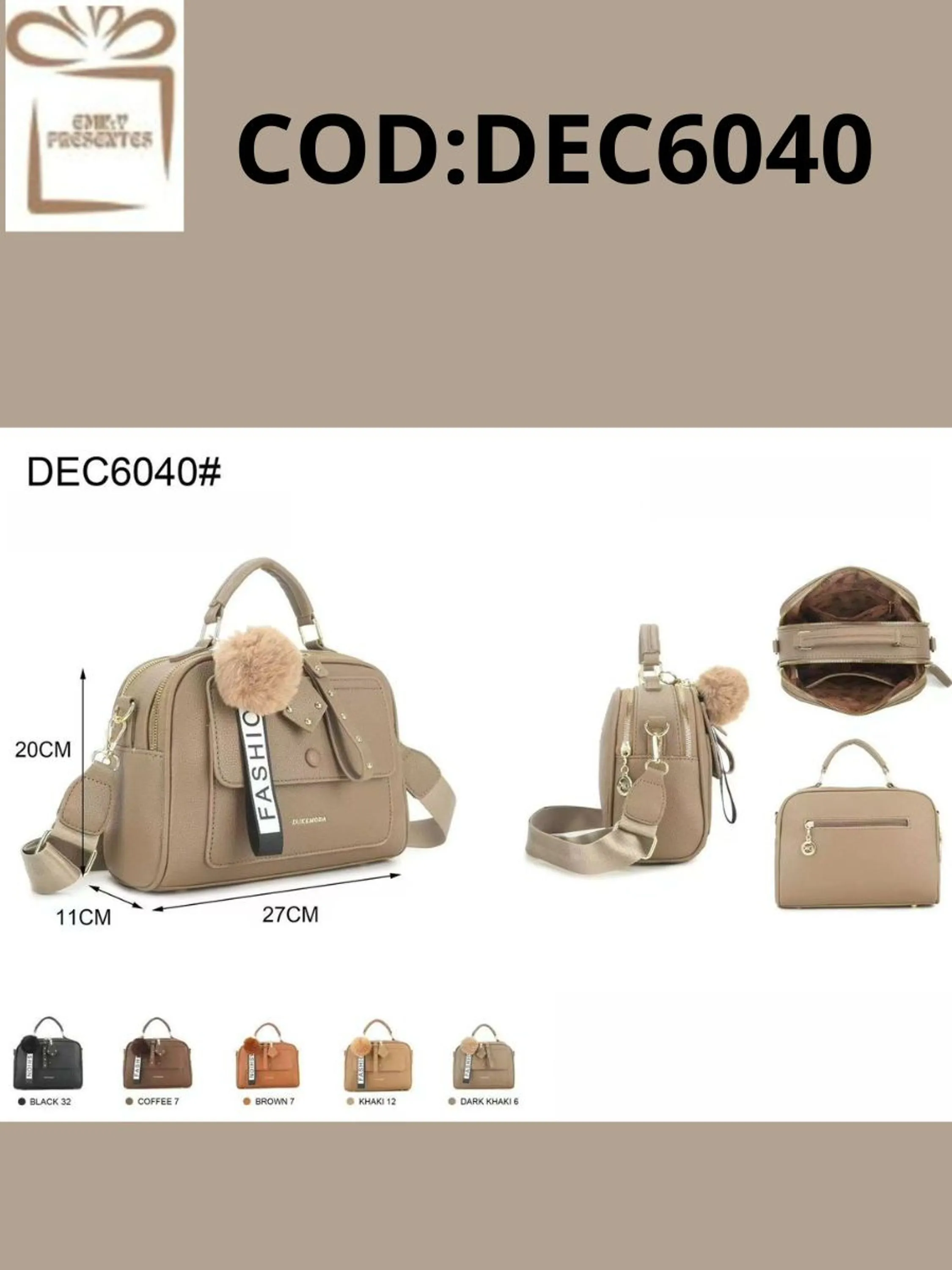 Bolsa Tiracolo com Alça Grossa com Detalhes  Zírper-DEC6040