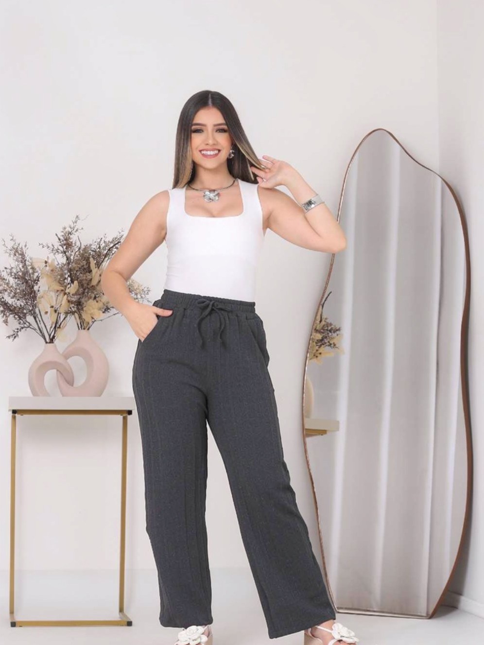 Calça Ribana Premium Feminina Cintura Alta Conforto