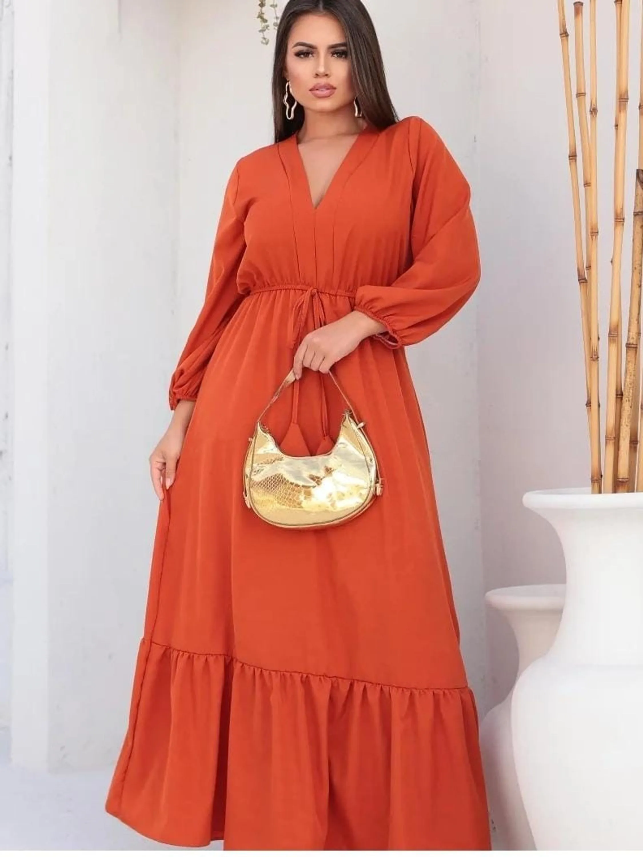 Vestido longo com bojo