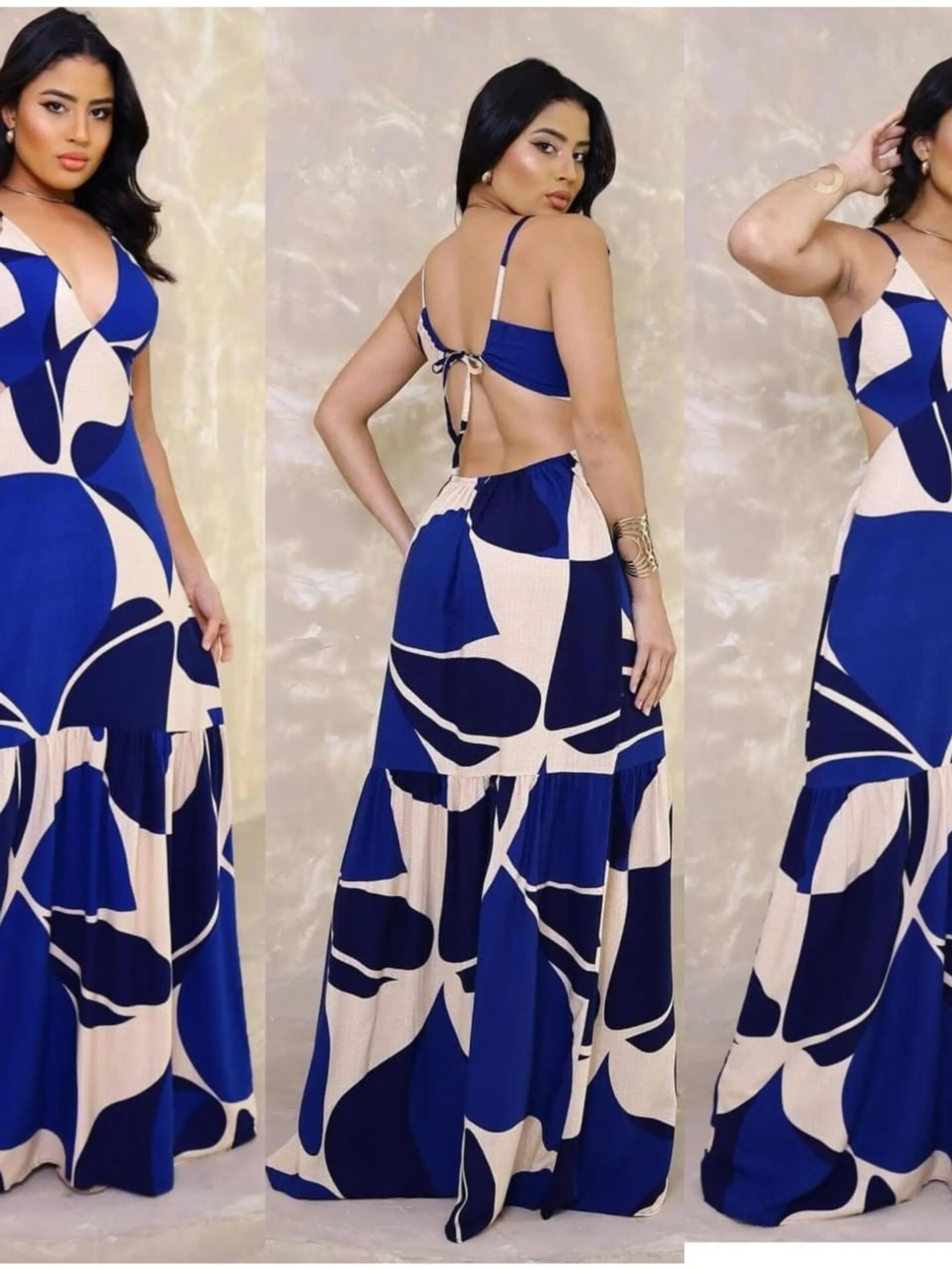 Vestido longo estampado